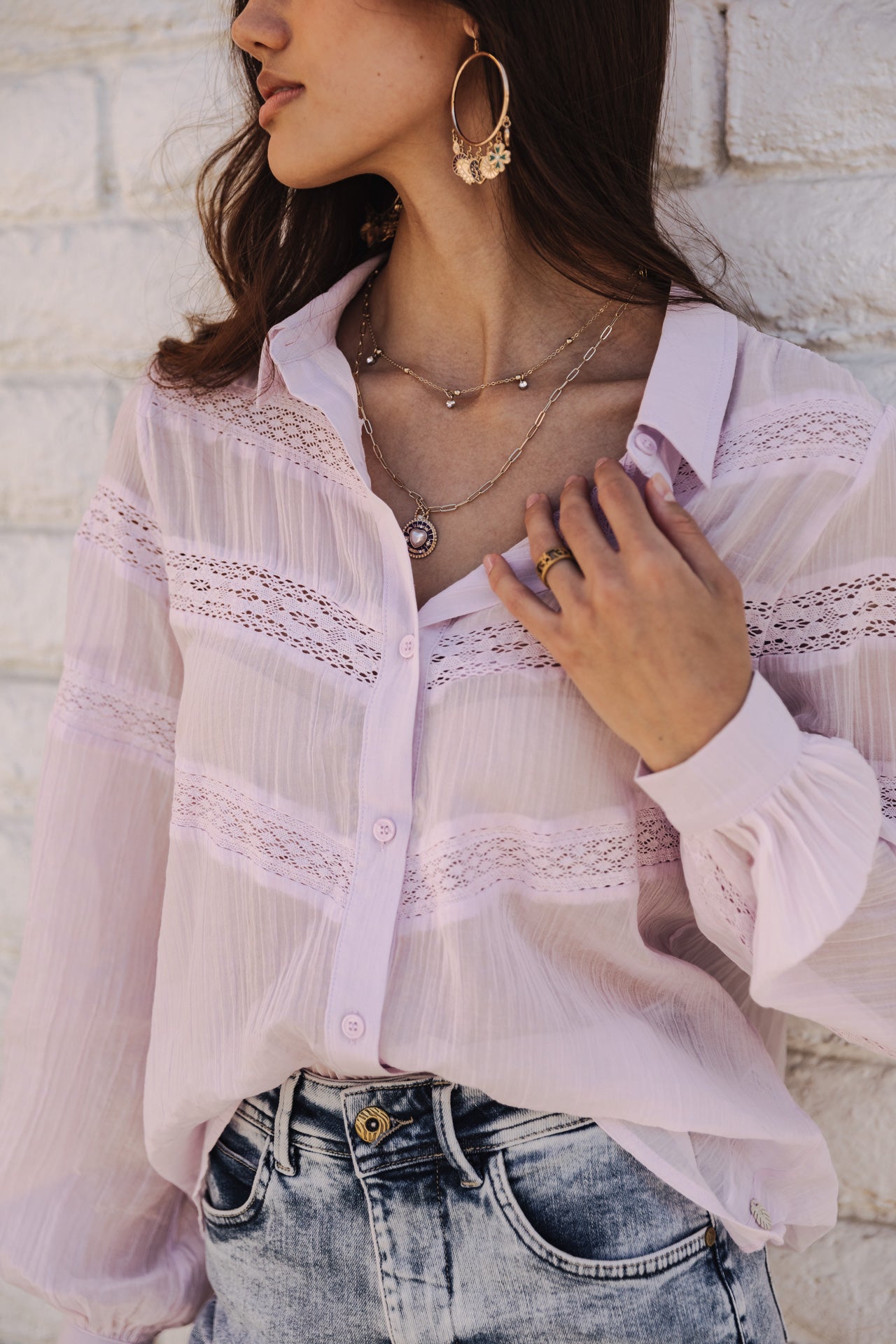 Chemise large Femme Carline Plain Color lilac | Freeman T. Porter