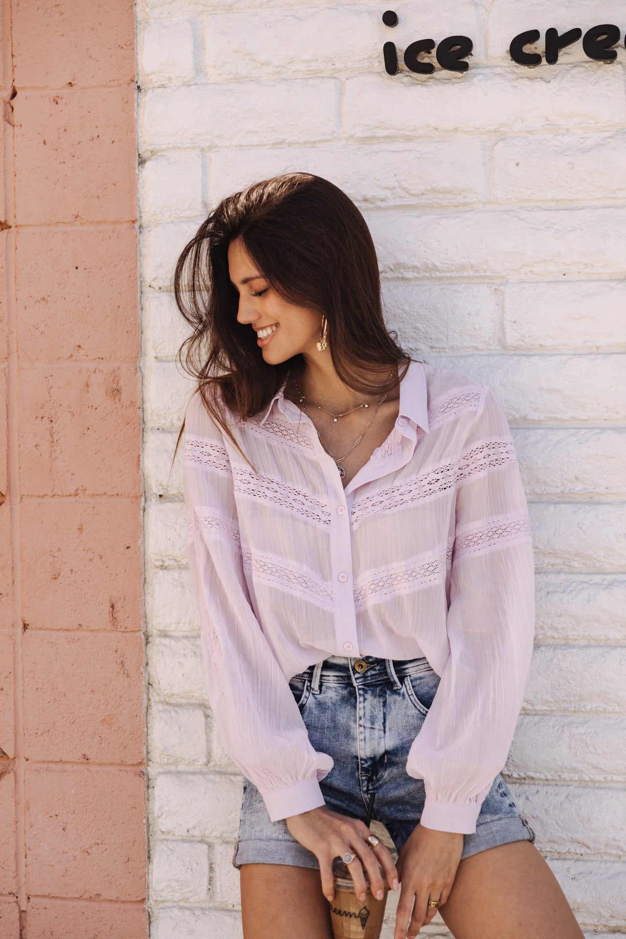 Chemise large Femme Carline Plain Color lilac | Freeman T. Porter