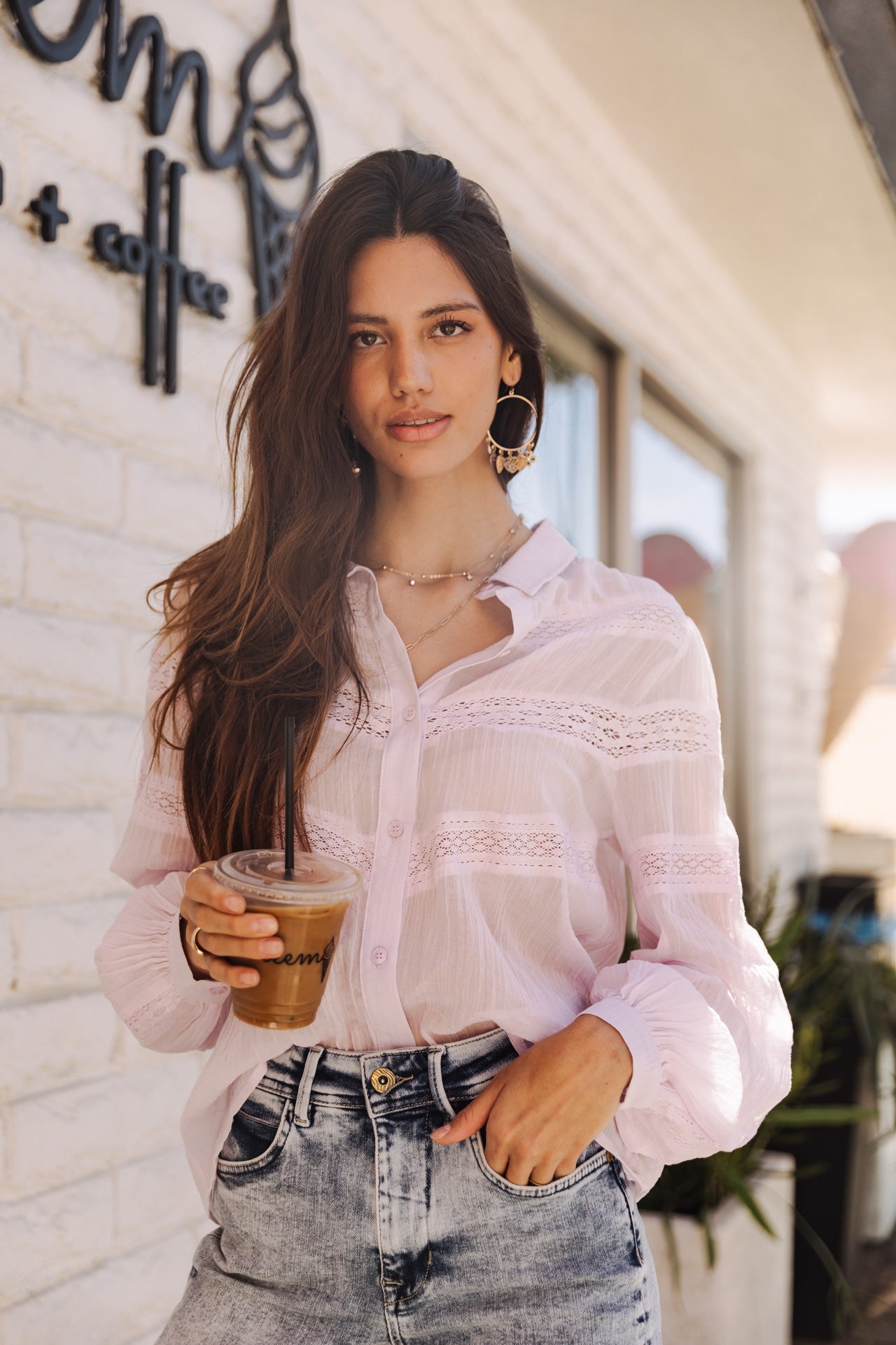 Chemise large Mujer Carline Plain Color lilac | Freeman T. Porter