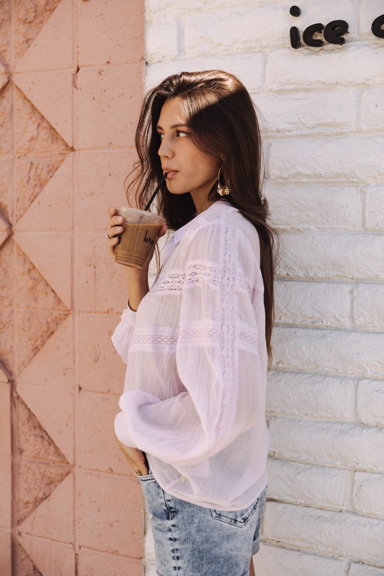 Chemise large Mujer Carline Plain Color lilac | Freeman T. Porter