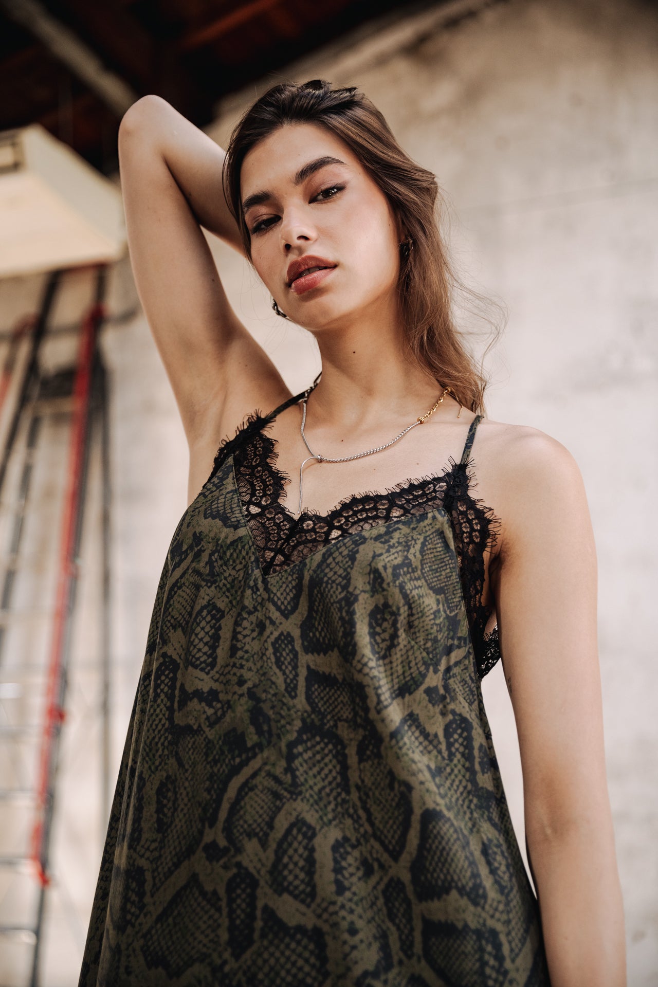 Robe longue Frau Mia Pythonia garden green | Freeman T. Porter
