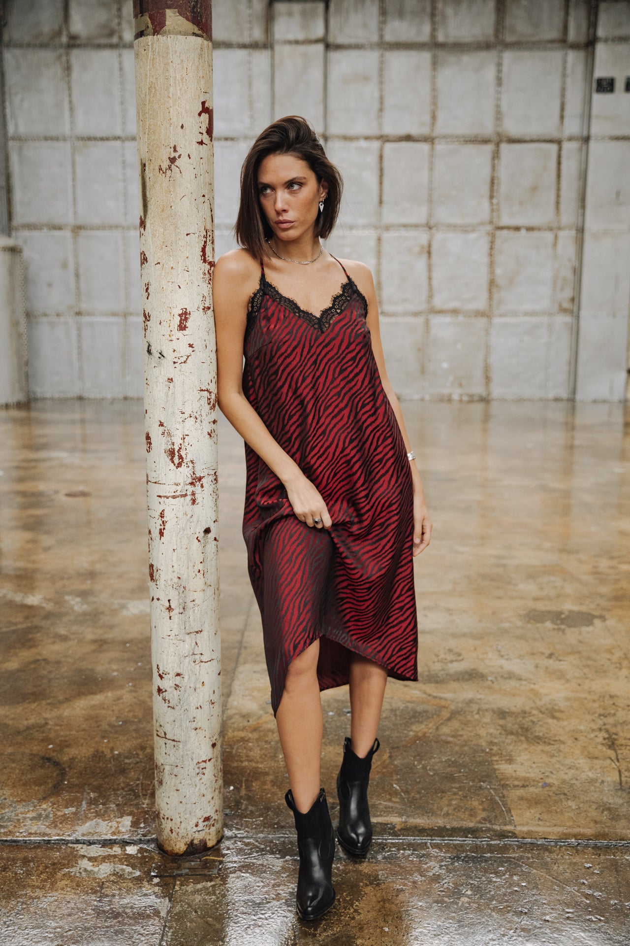 Robe longue Frau Mia Red Zebra salsa | Freeman T. Porter