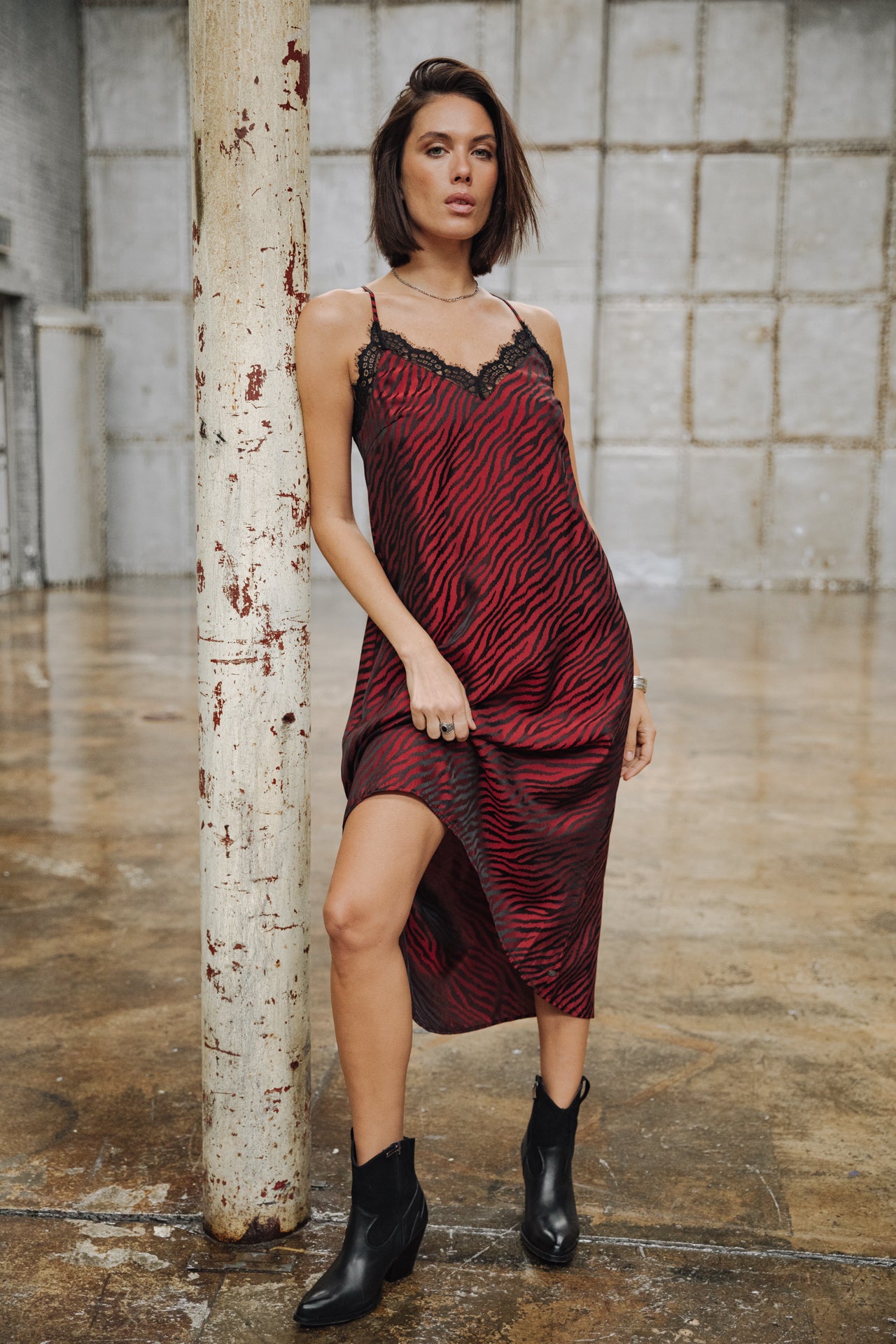 Robe longue Frau Mia Red Zebra salsa | Freeman T. Porter