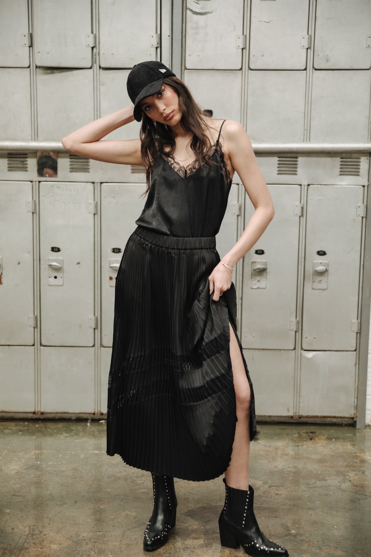 Jupe plissée Femme Junie Lace black | Freeman T. Porter