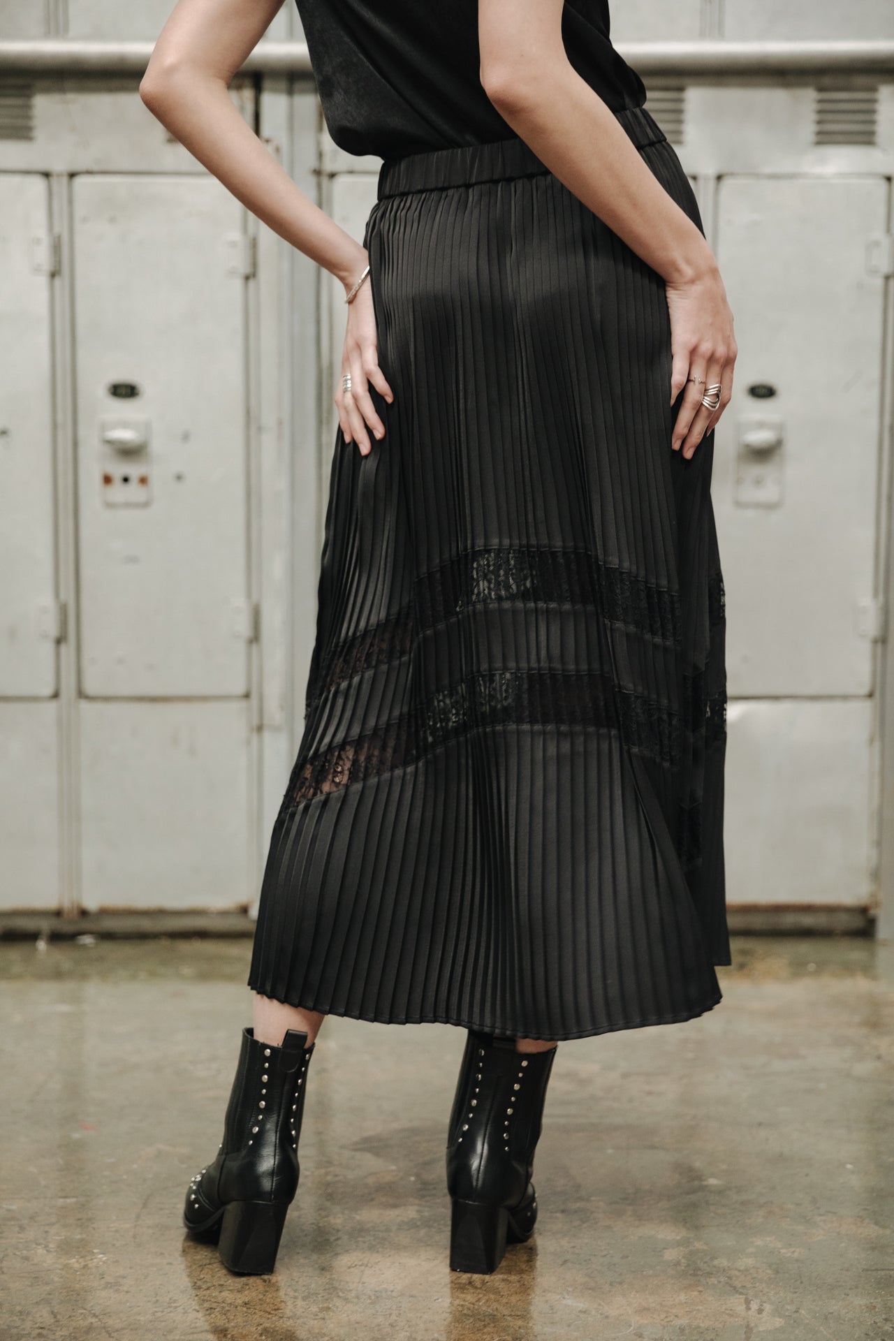 Jupe plissée Femme Junie Lace black | Freeman T. Porter
