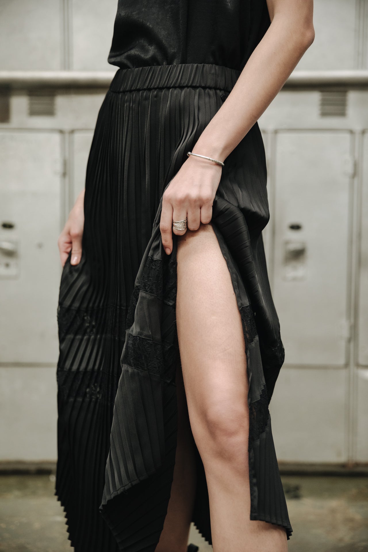 Jupe plissée Femme Junie Lace black | Freeman T. Porter