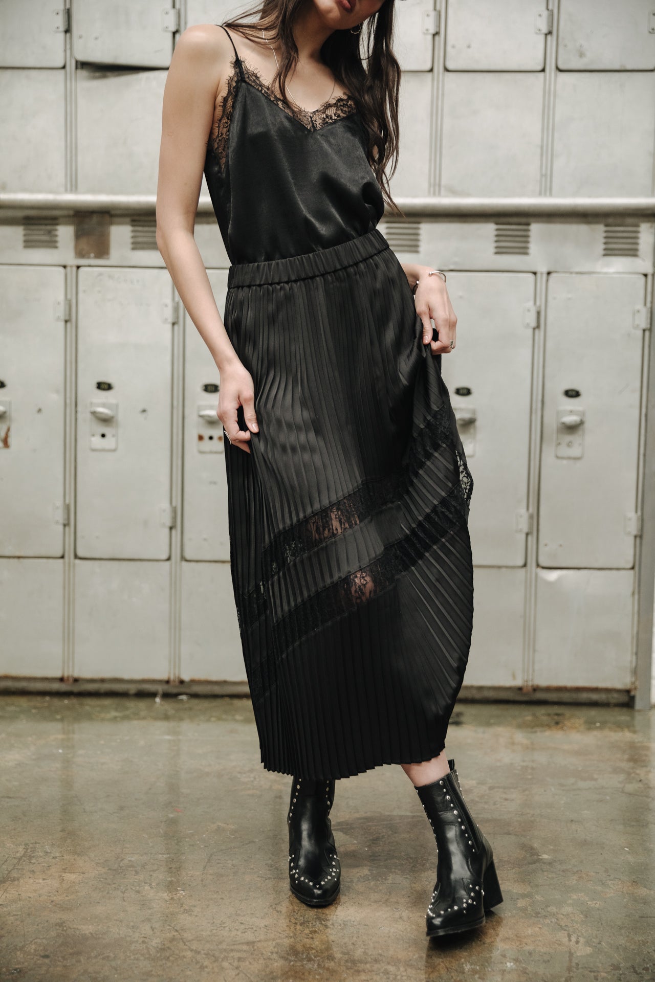 Jupe plissée Femme Junie Lace black | Freeman T. Porter