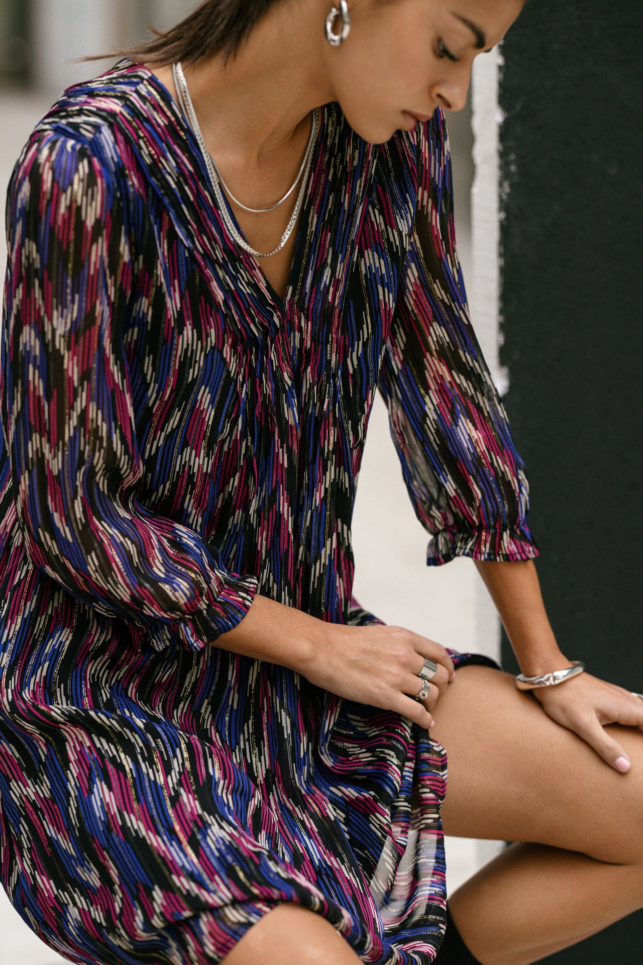 Robe courte ample Frau Juna Funky Wood black | Freeman T. Porter