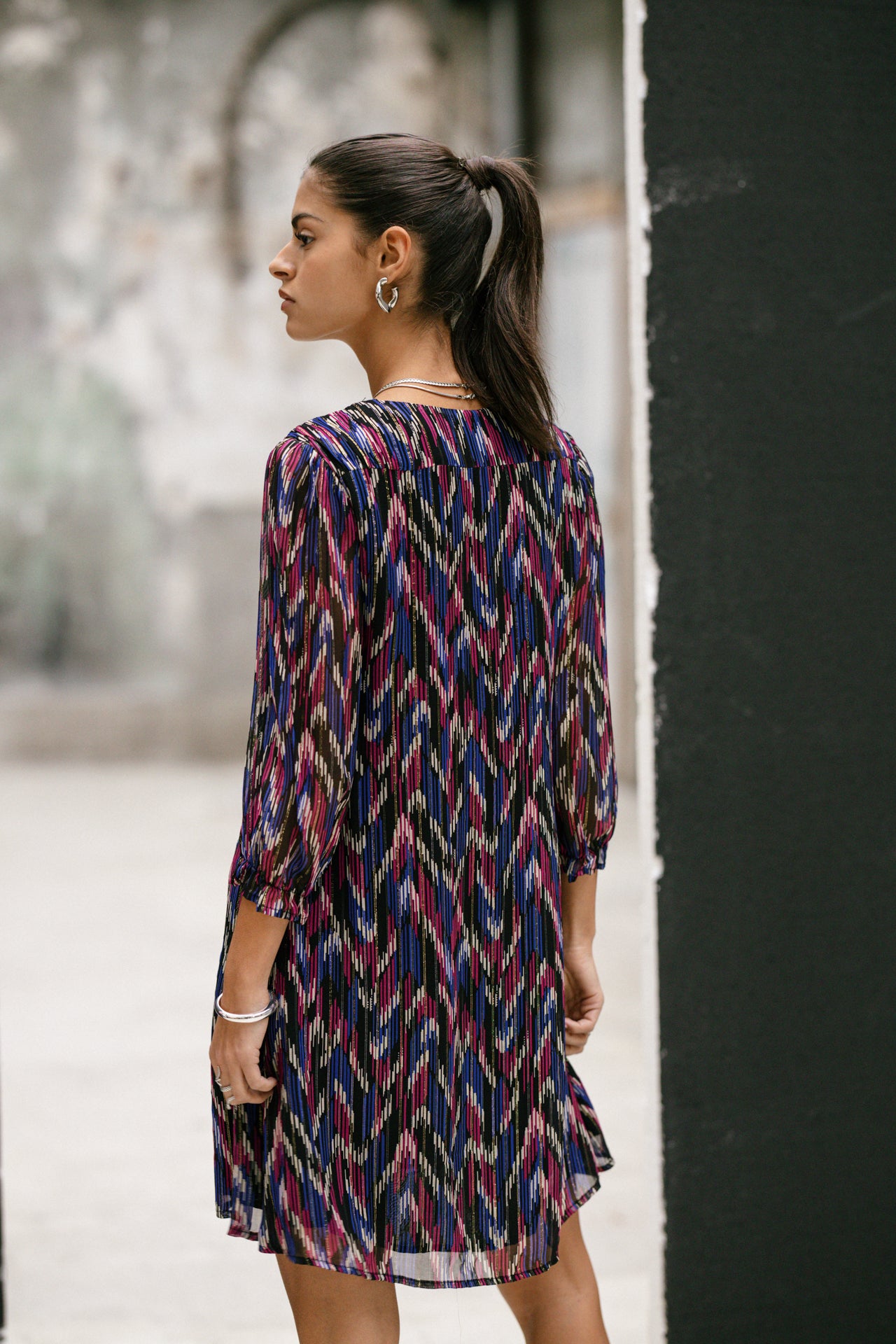 Robe courte ample Frau Juna Funky Wood black | Freeman T. Porter