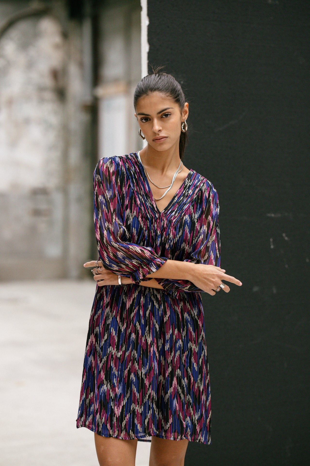 Robe courte ample Frau Juna Funky Wood black | Freeman T. Porter