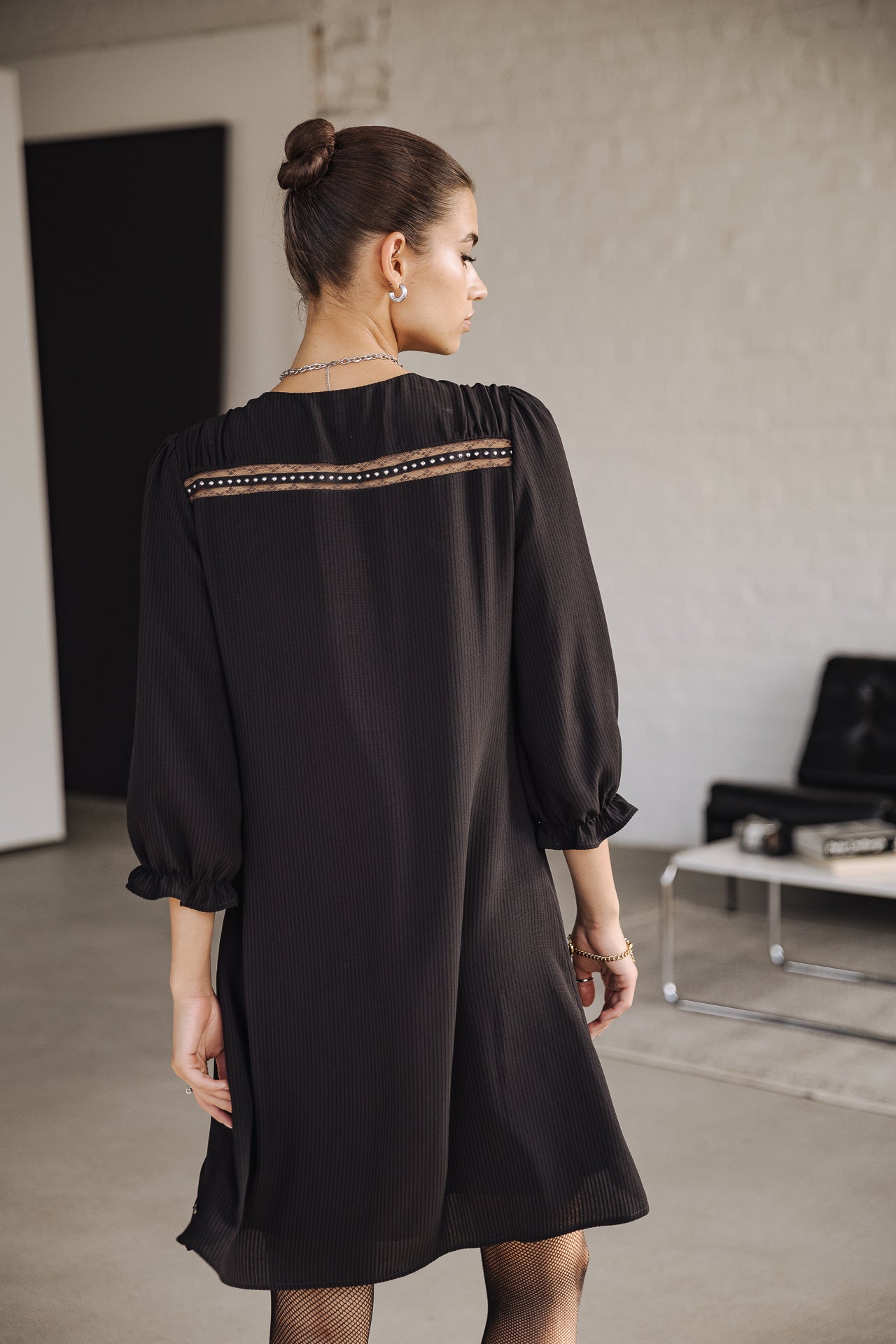 Robe courte ample Frau Juna Voile black | Freeman T. Porter