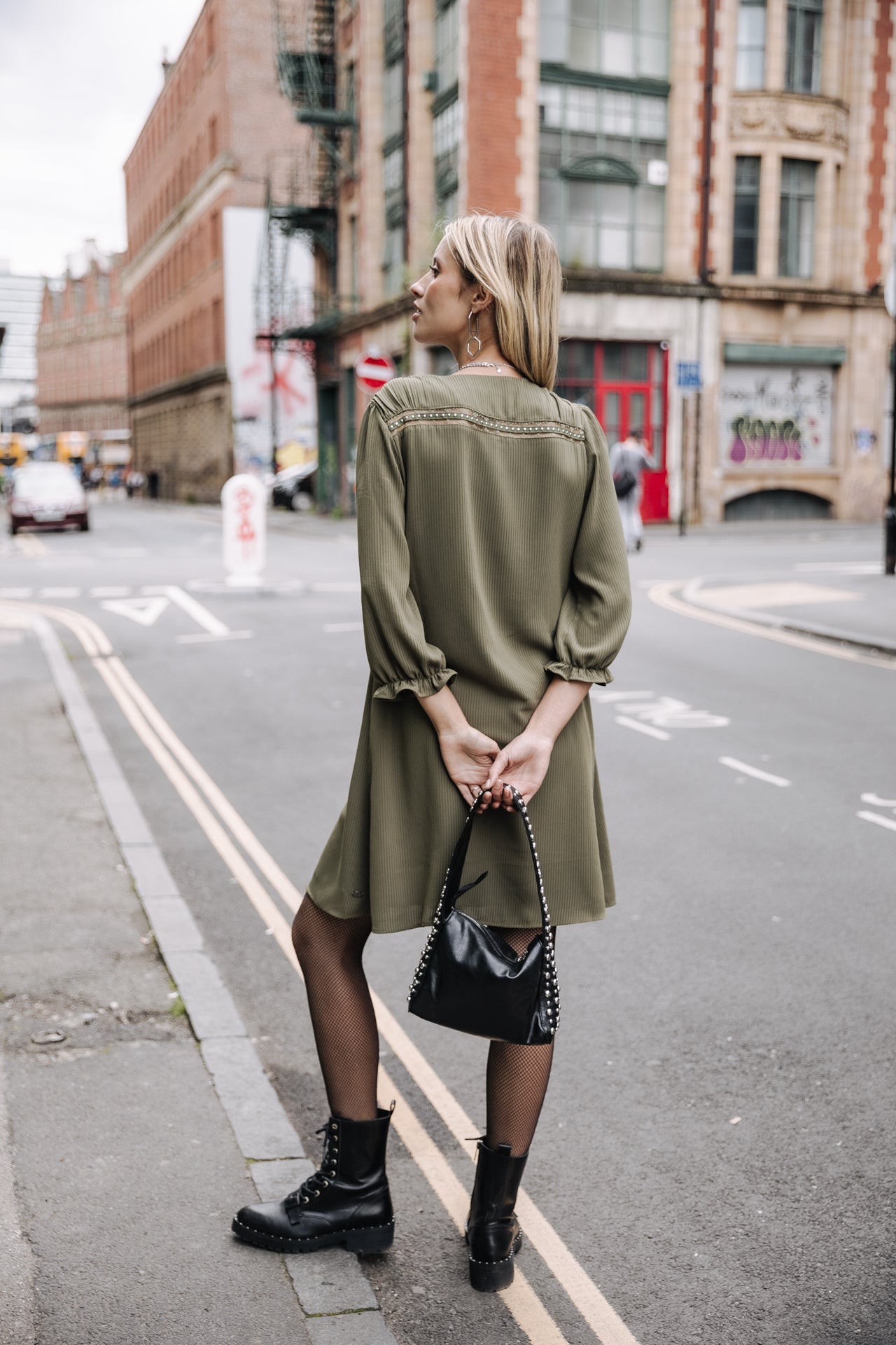 Robe courte ample Femme Juna Voile olive night | Freeman T. Porter