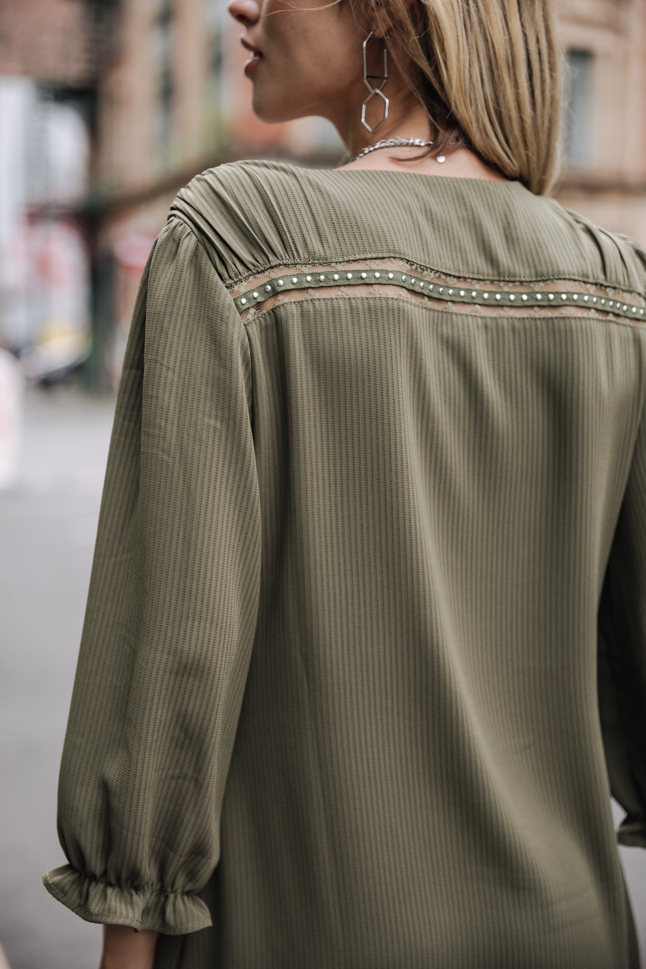 Robe courte ample Femme Juna Voile olive night | Freeman T. Porter