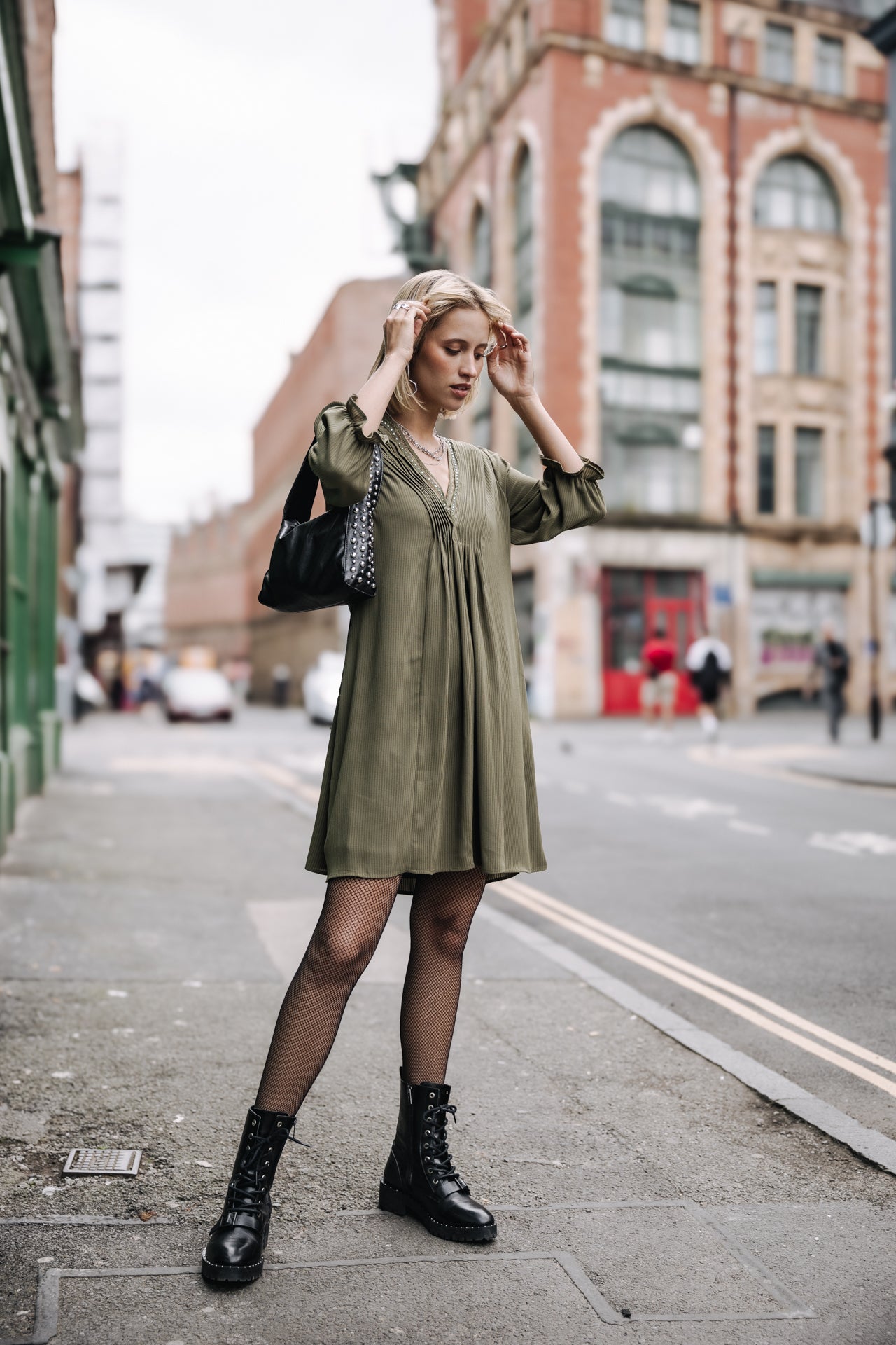 Robe courte ample Femme Juna Voile olive night | Freeman T. Porter