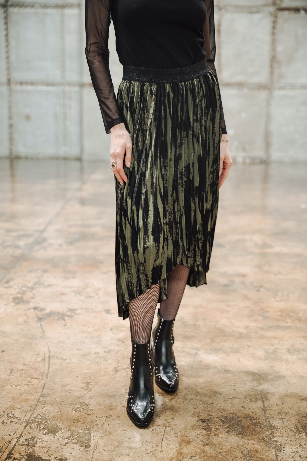 Jupe plissée Femme Josepha Marbled Camo khaki | Freeman T. Porter