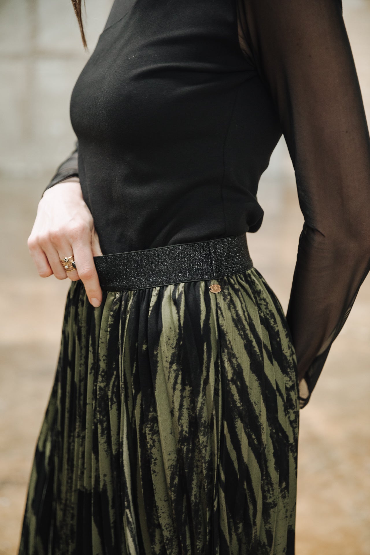 Jupe plissée Femme Josepha Marbled Camo khaki | Freeman T. Porter