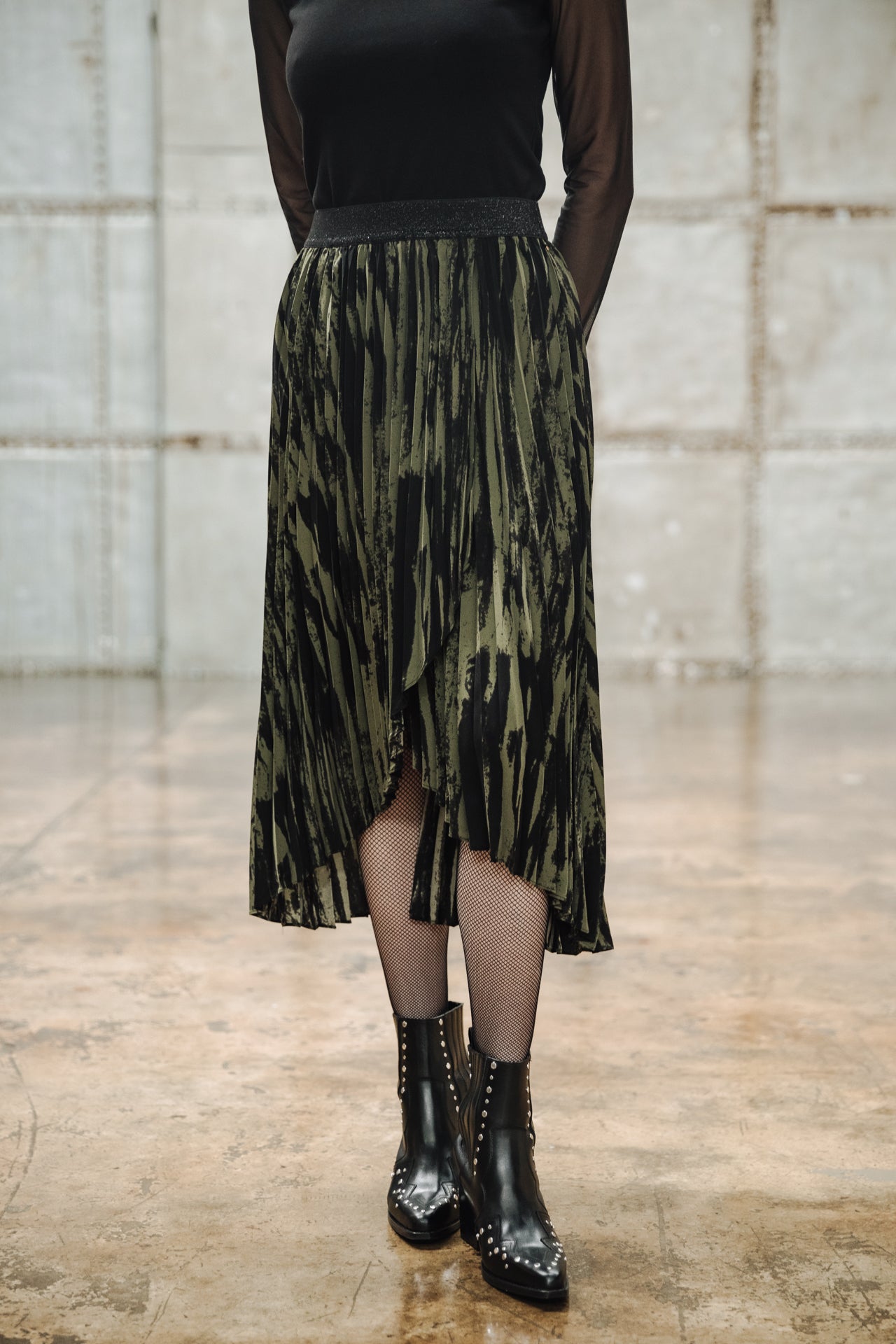 Jupe plissée Femme Josepha Marbled Camo khaki | Freeman T. Porter