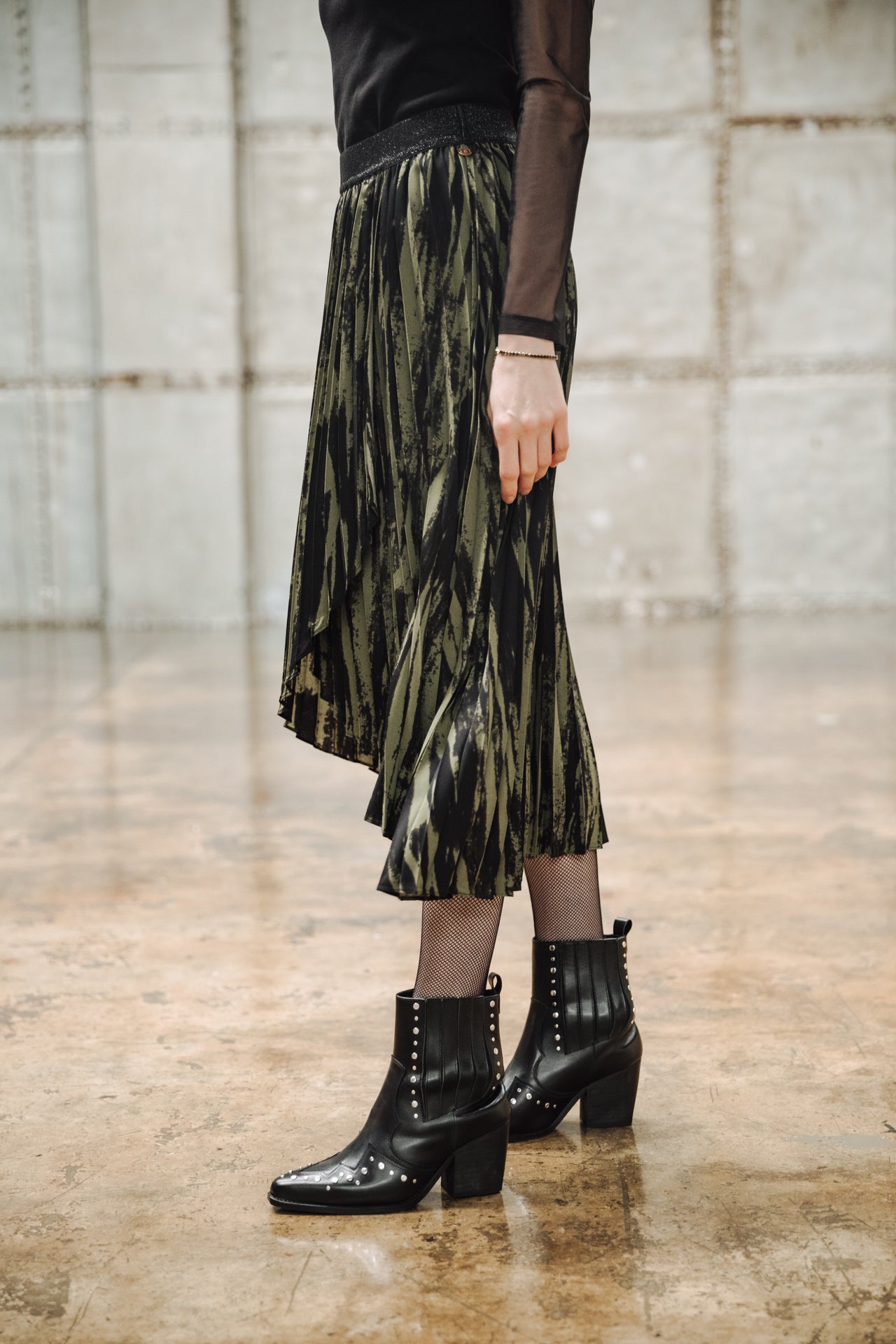 Jupe plissée Femme Josepha Marbled Camo khaki | Freeman T. Porter