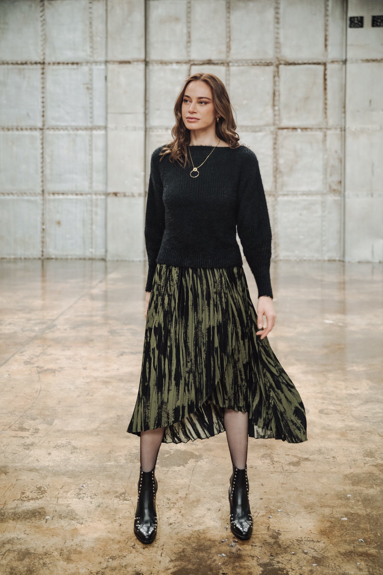Jupe plissée Femme Josepha Marbled Camo khaki | Freeman T. Porter