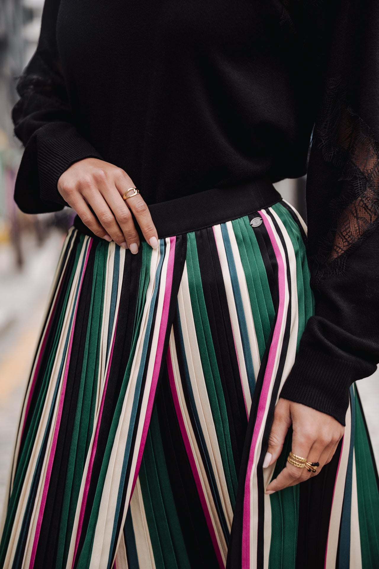 Jupe plissée Femme Josepha Stripes original | Freeman T. Porter