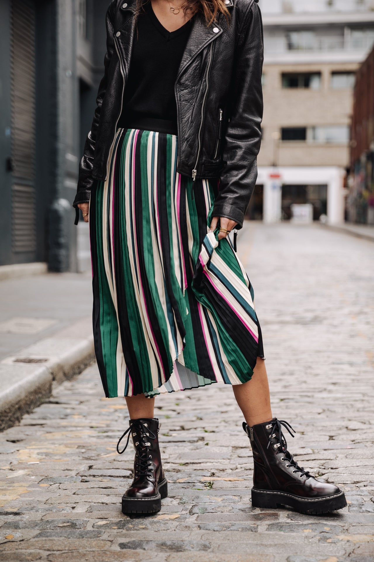 Jupe plissée Femme Josepha Stripes original | Freeman T. Porter