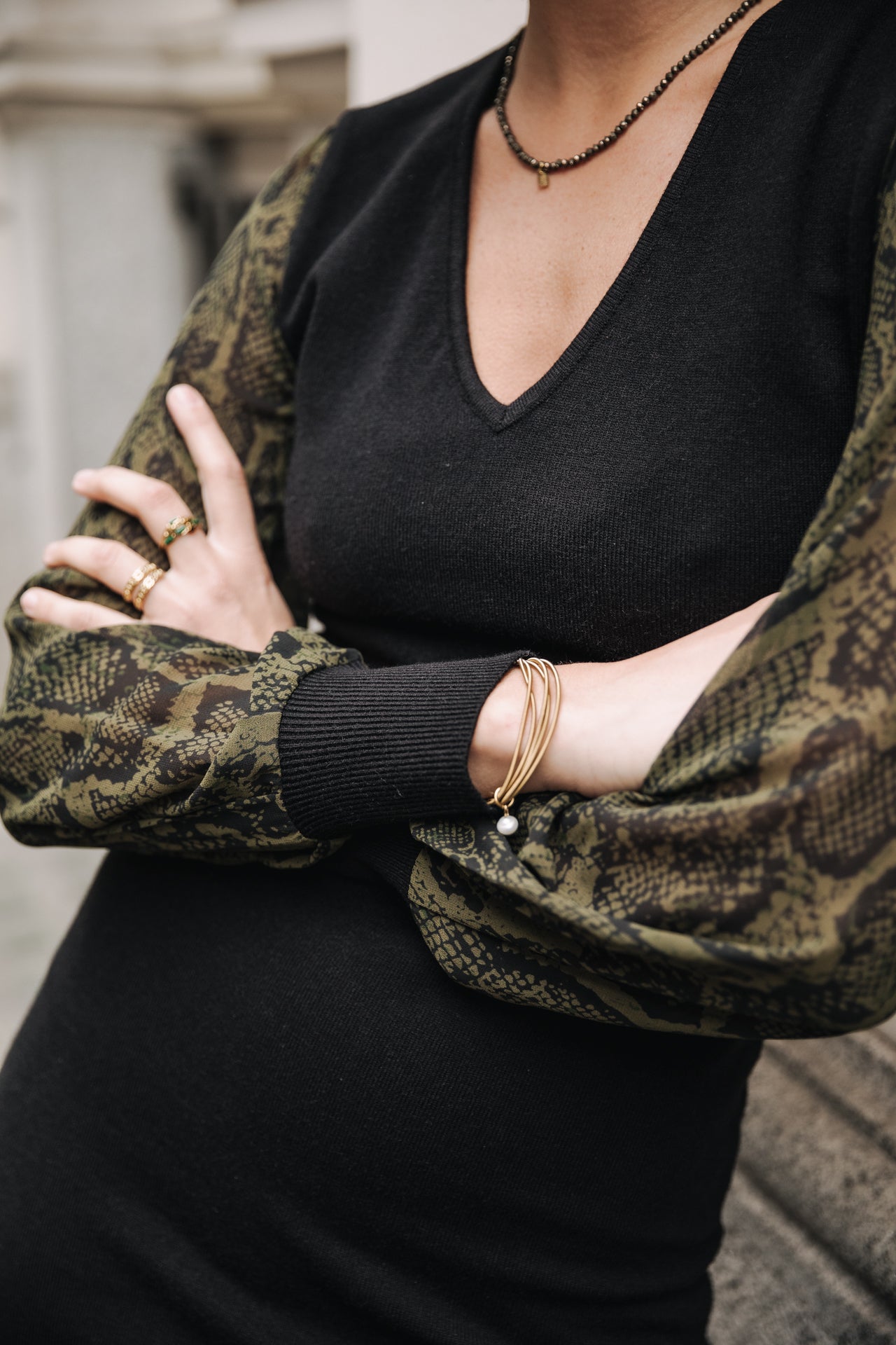 Robe courte Frau Rosaland Pythonia black | Freeman T. Porter