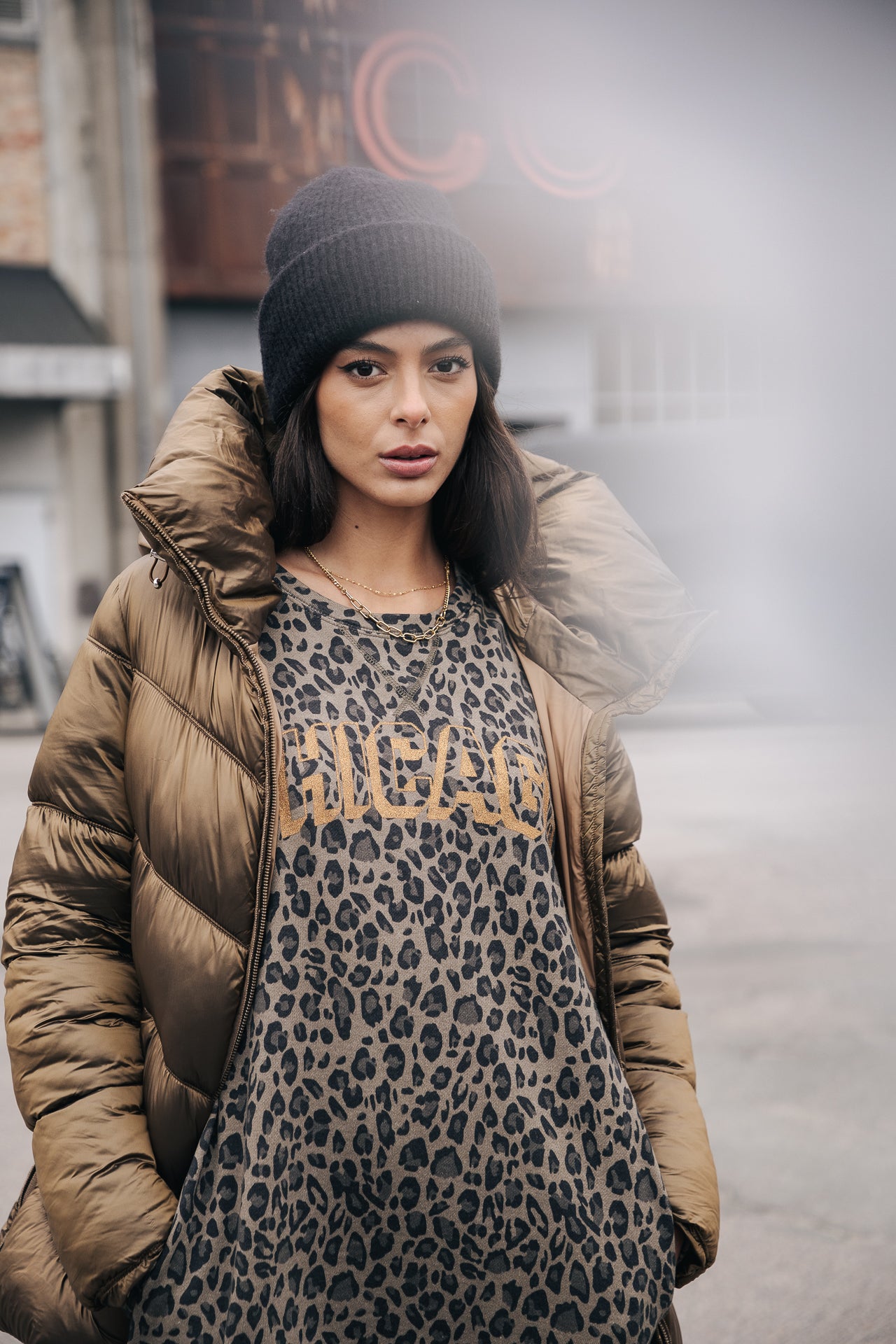 Robe mi-longue Frau Randsy Leo Chicago khaki | Freeman T. Porter