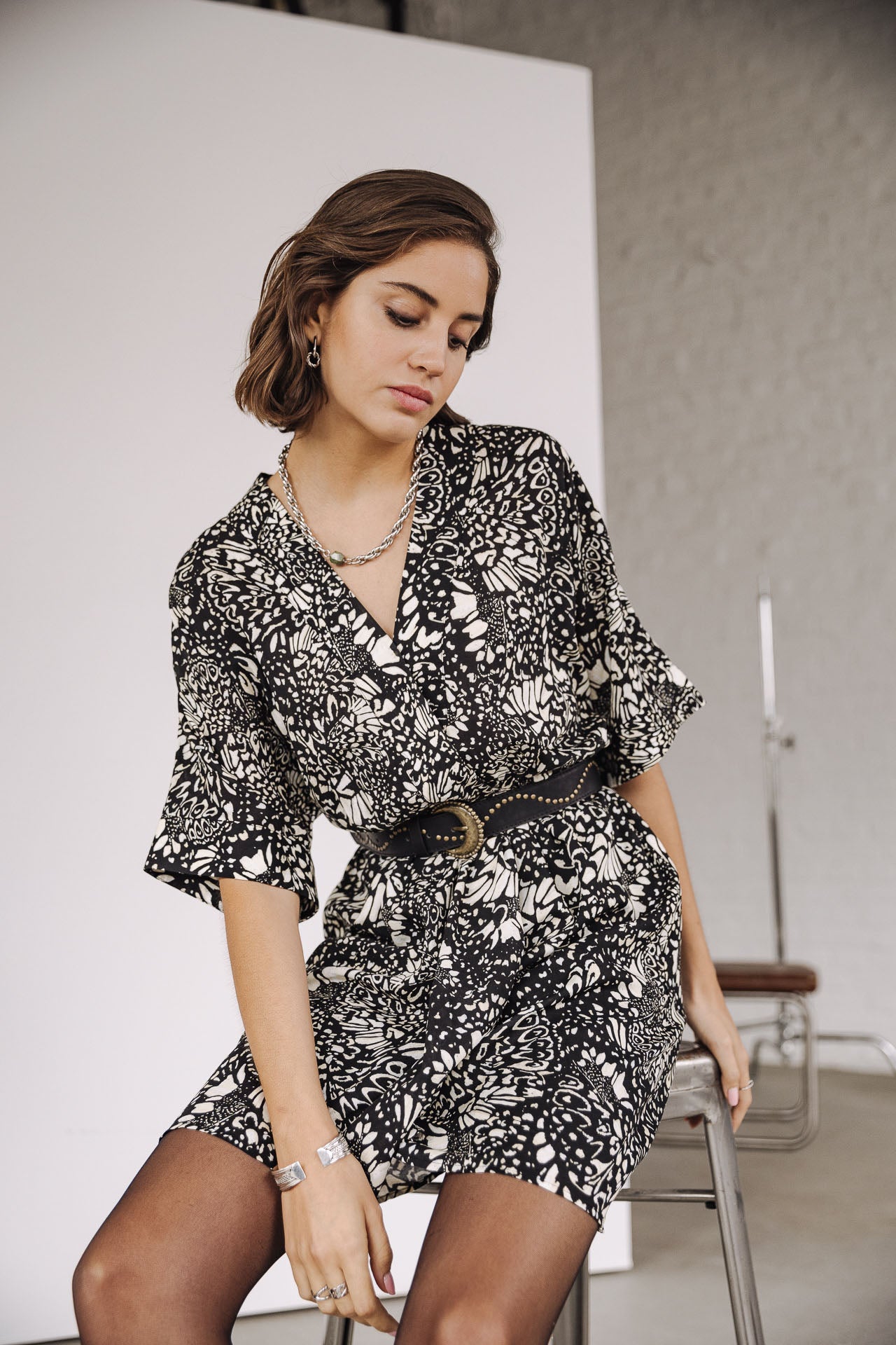 Robe courte kimono Frau Roza Beetle black | Freeman T. Porter