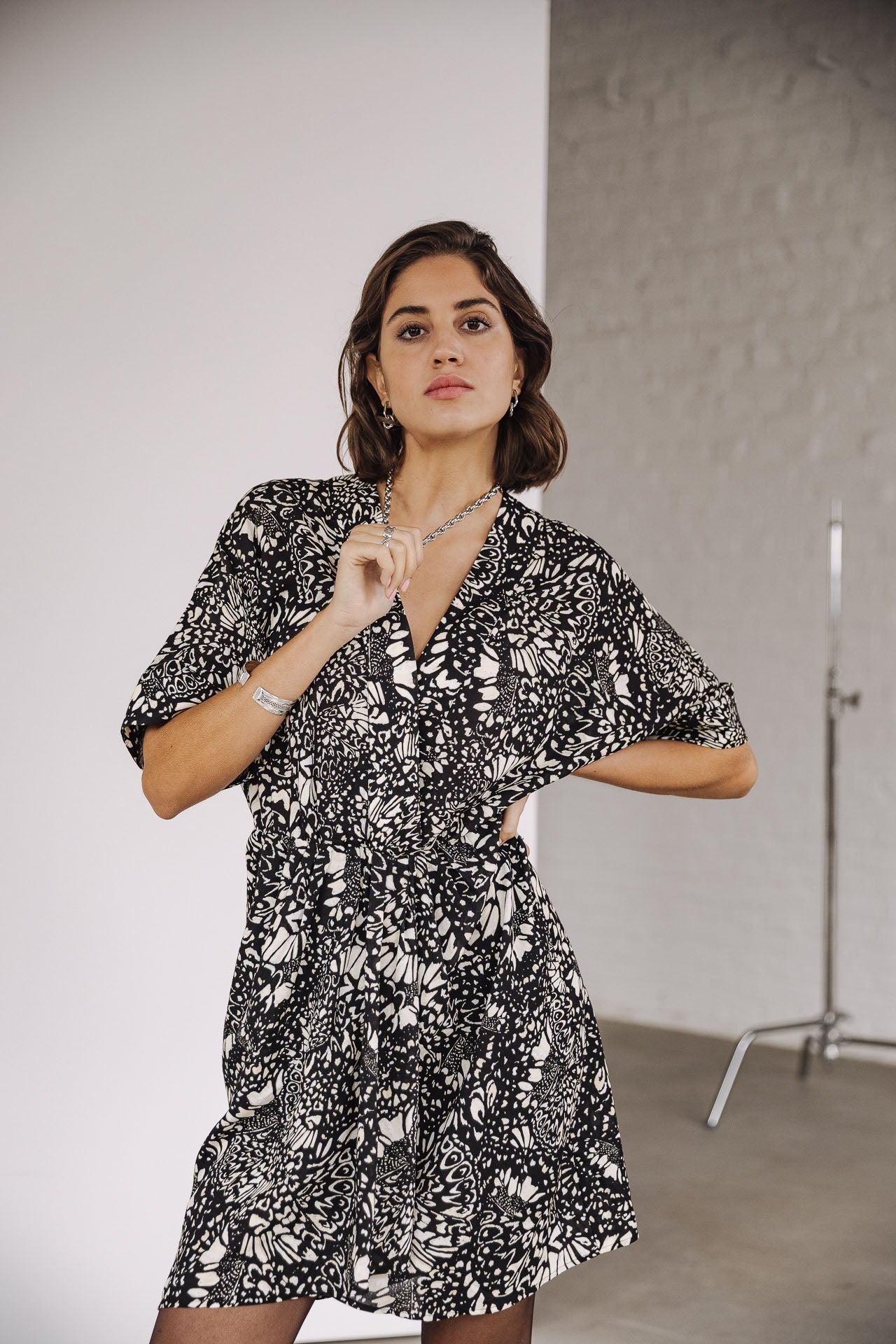 Robe courte kimono Frau Roza Beetle black | Freeman T. Porter