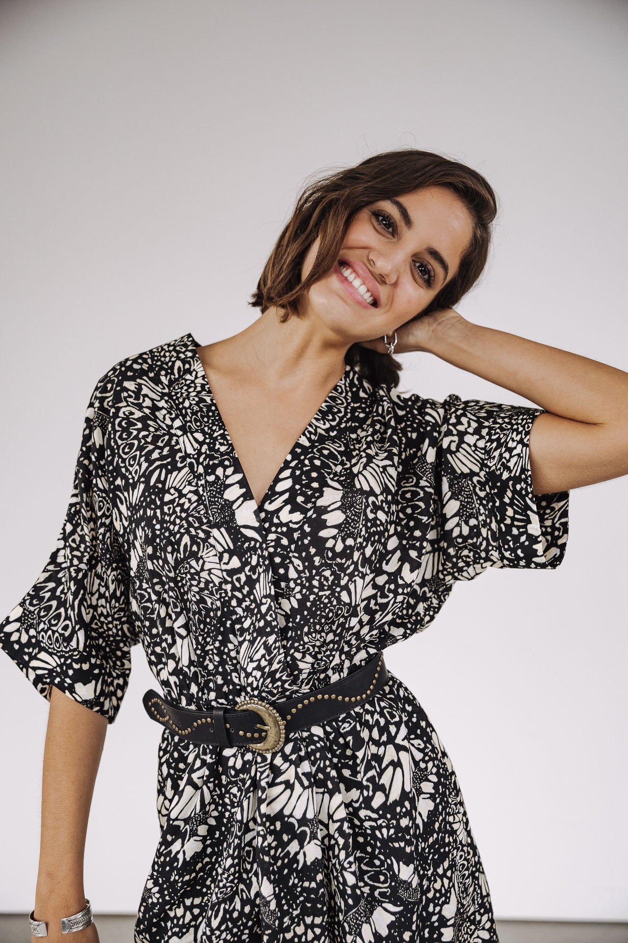 Robe courte kimono Frau Roza Beetle black | Freeman T. Porter