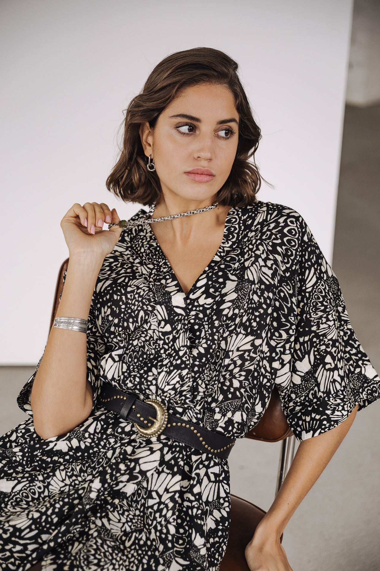 Robe courte kimono Frau Roza Beetle black | Freeman T. Porter