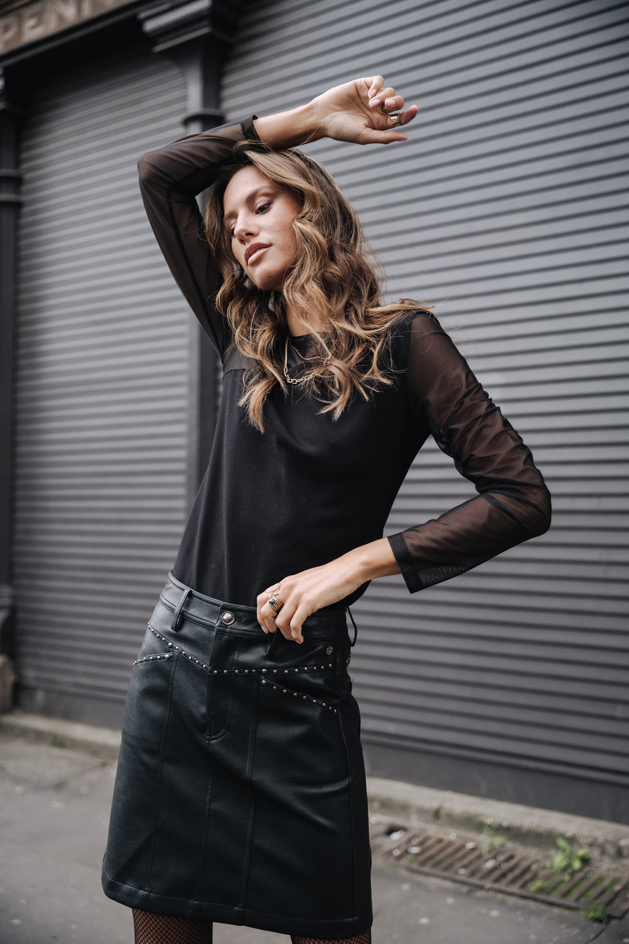 Jupe simili cuir Femme Zelya Biker black | Freeman T. Porter