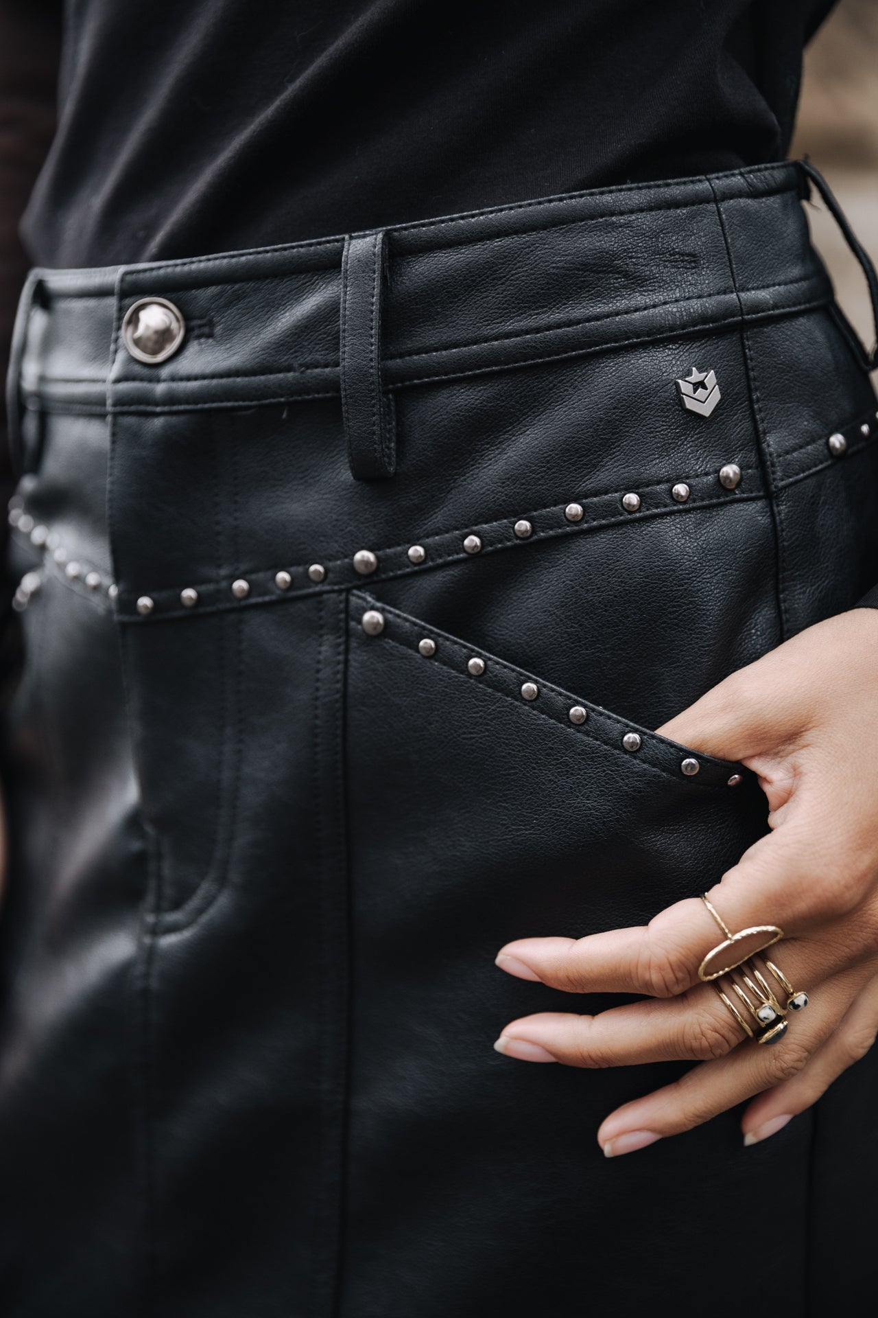 Jupe simili cuir Femme Zelya Biker black | Freeman T. Porter