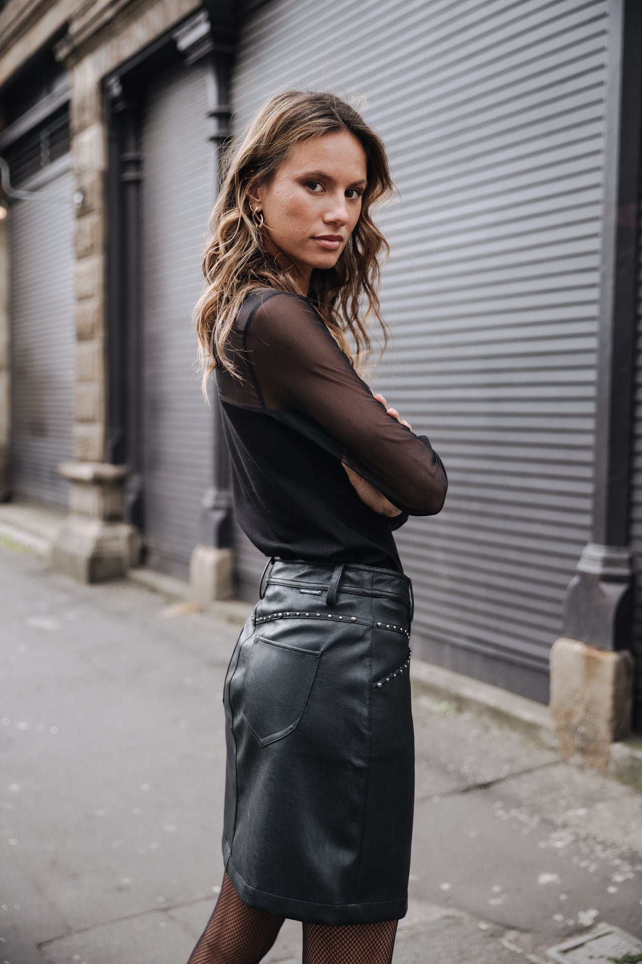 Jupe simili cuir Femme Zelya Biker black | Freeman T. Porter