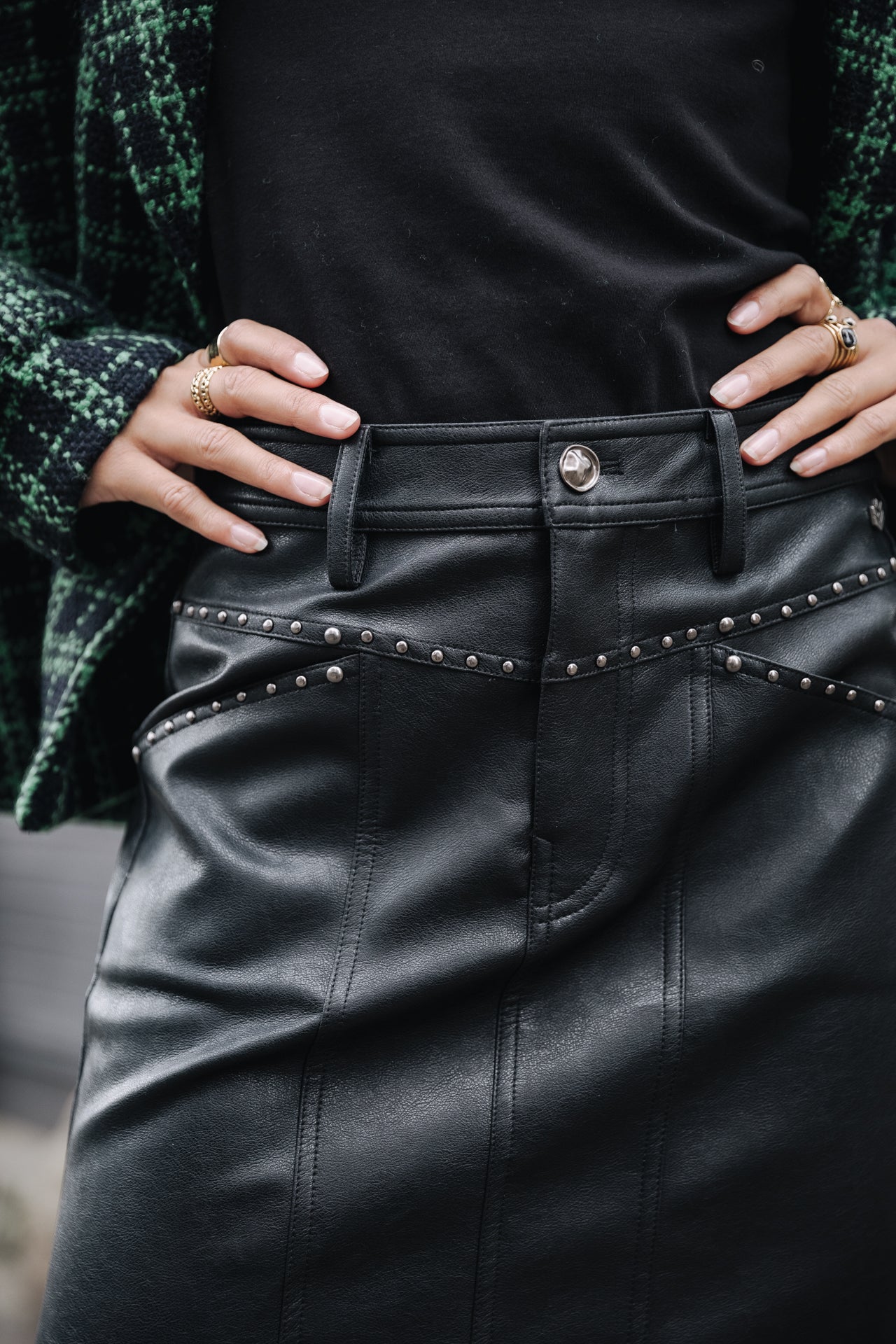 Jupe simili cuir Femme Zelya Biker black | Freeman T. Porter