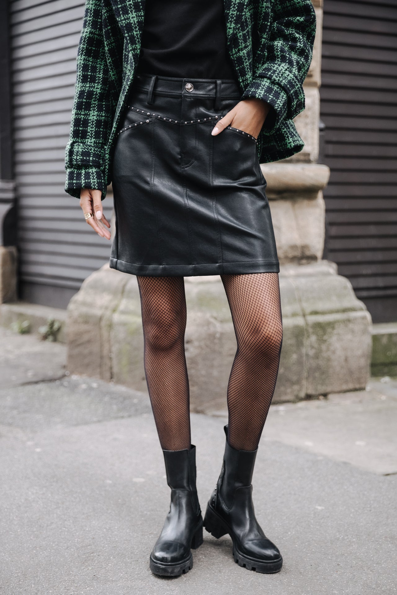 Jupe simili cuir Femme Zelya Biker black | Freeman T. Porter