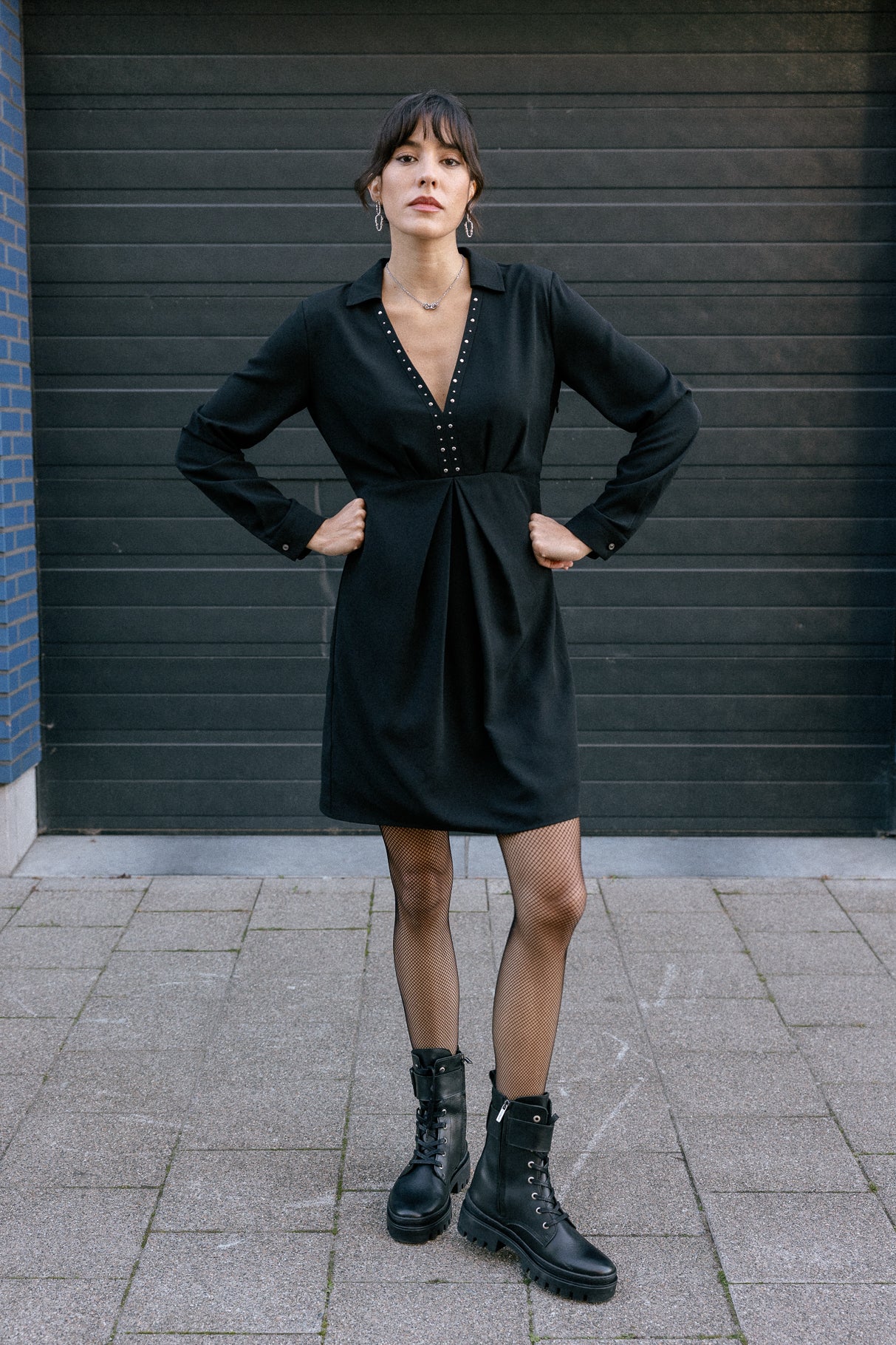 Vestido V -necdo Mujer Rayssa Plain black | Freeman T. Porter