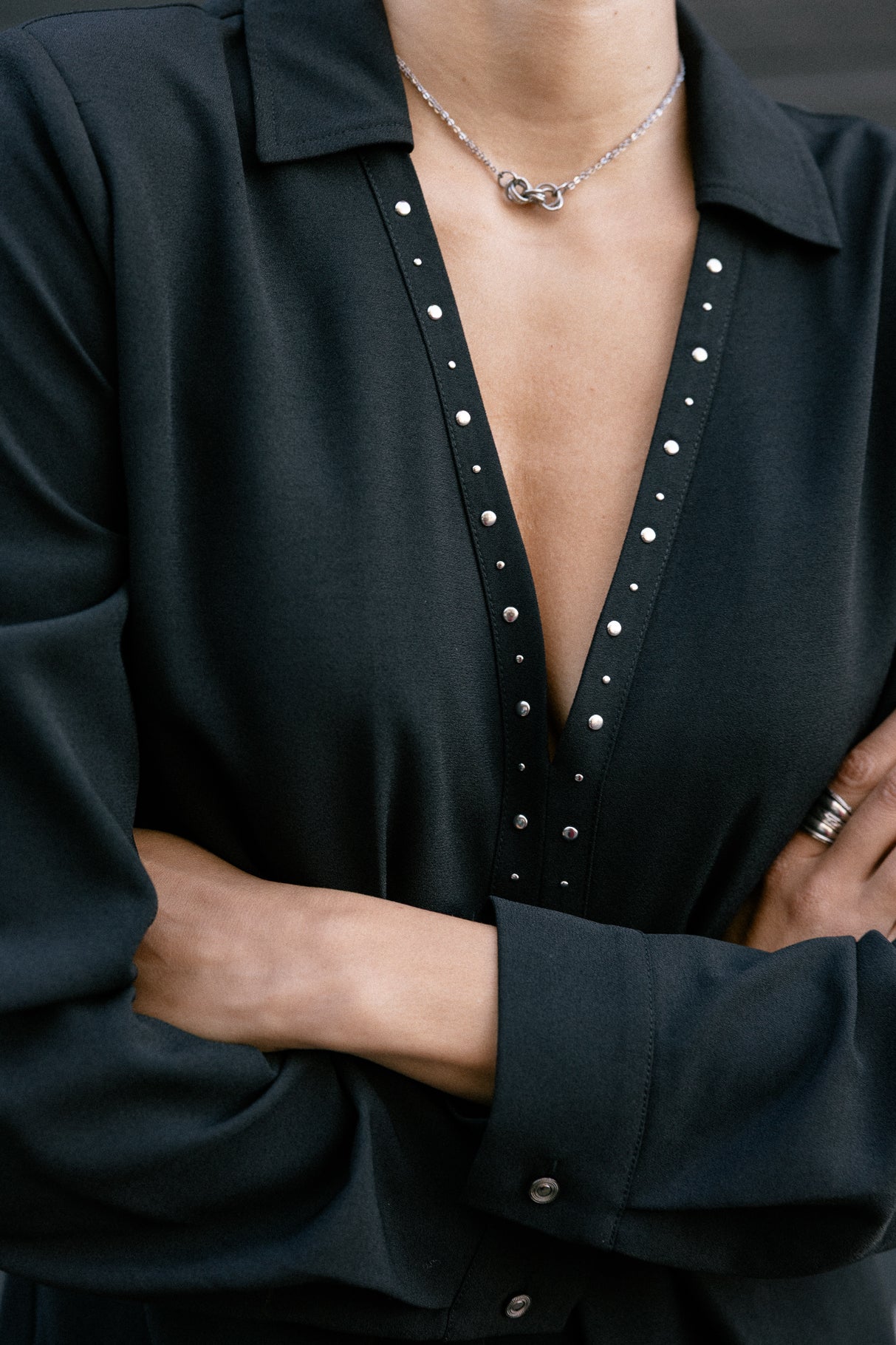 Robe col en V Femme Rayssa Plain black | Freeman T. Porter
