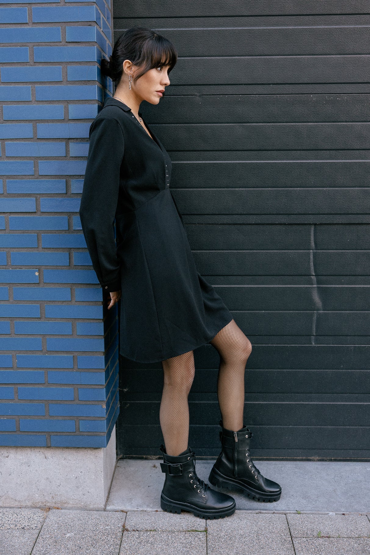 Robe col en V Femme Rayssa Plain black | Freeman T. Porter