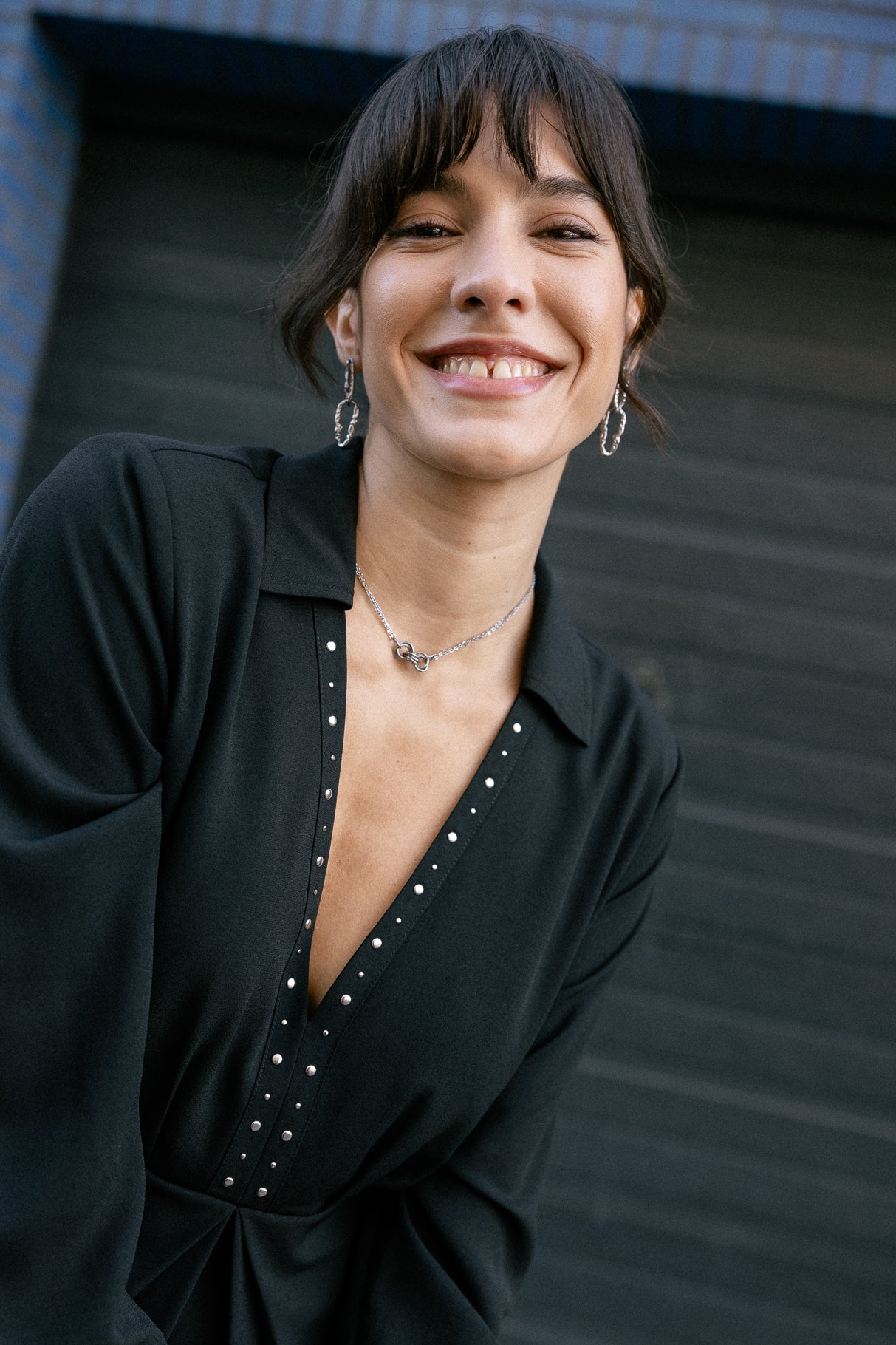 Robe col en V Femme Rayssa Plain black | Freeman T. Porter