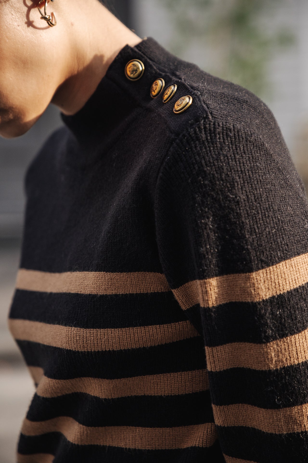 Robe pull Frau Reliane Stripes tobacco brown | Freeman T. Porter