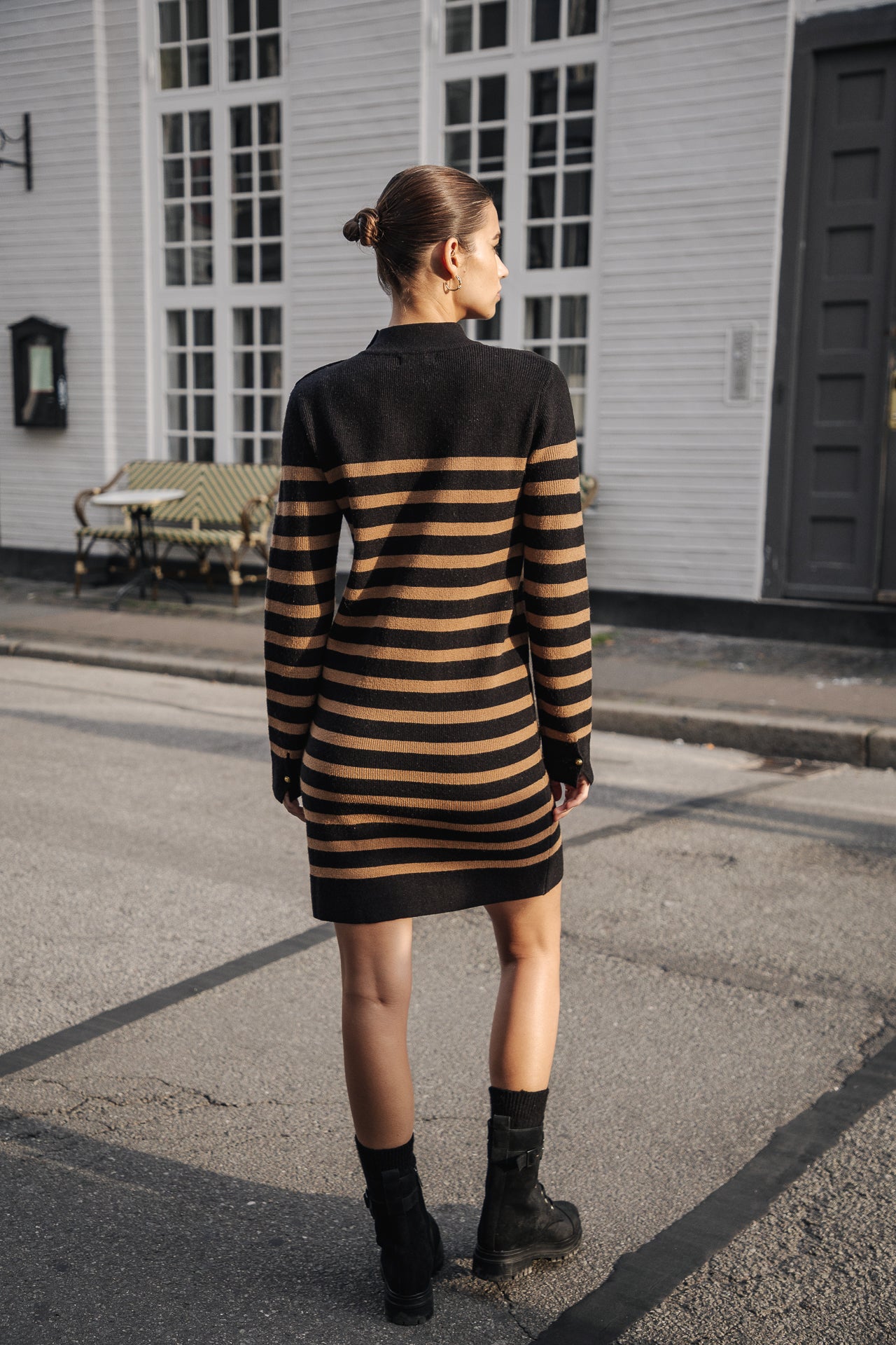 Robe pull Frau Reliane Stripes tobacco brown | Freeman T. Porter