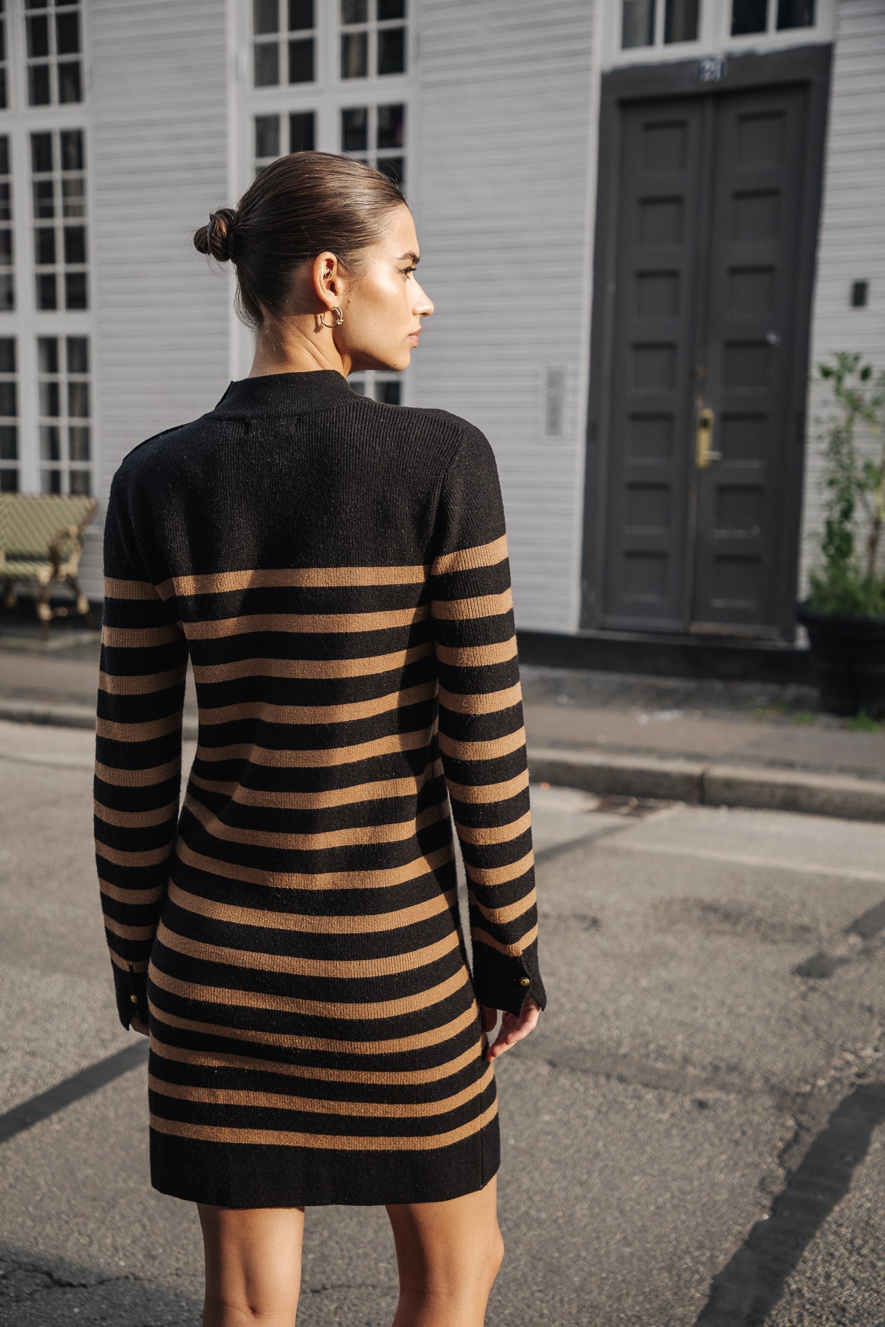 Robe pull Frau Reliane Stripes tobacco brown | Freeman T. Porter