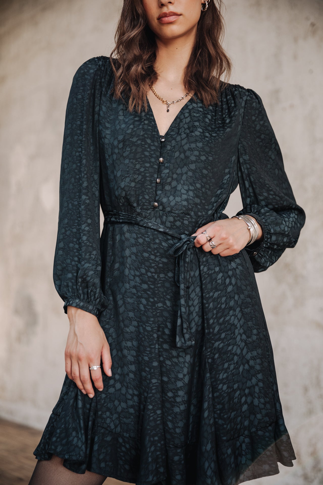 Robe courte Femme Rimme Jacquard storm blue | Freeman T. Porter