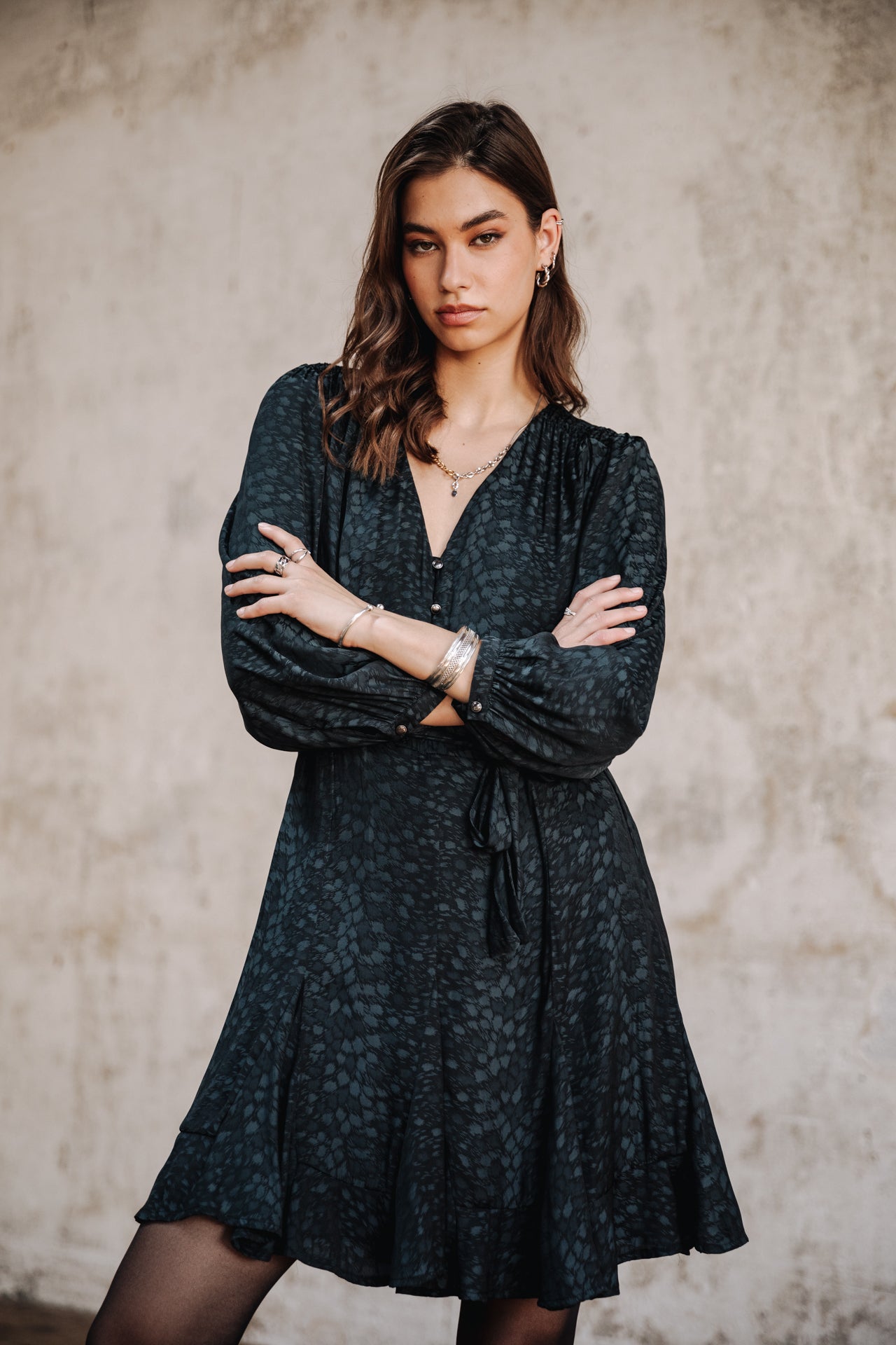 Robe courte Femme Rimme Jacquard storm blue | Freeman T. Porter