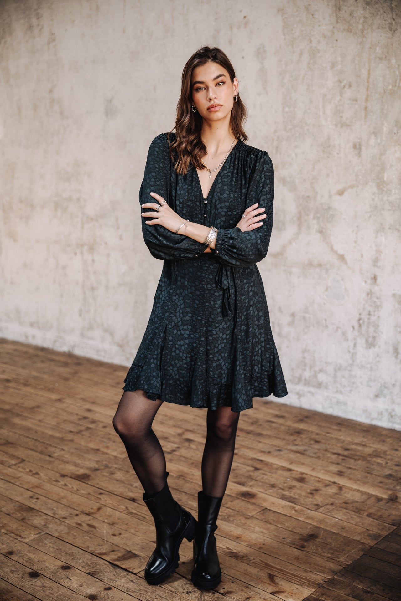 Robe courte Femme Rimme Jacquard storm blue | Freeman T. Porter