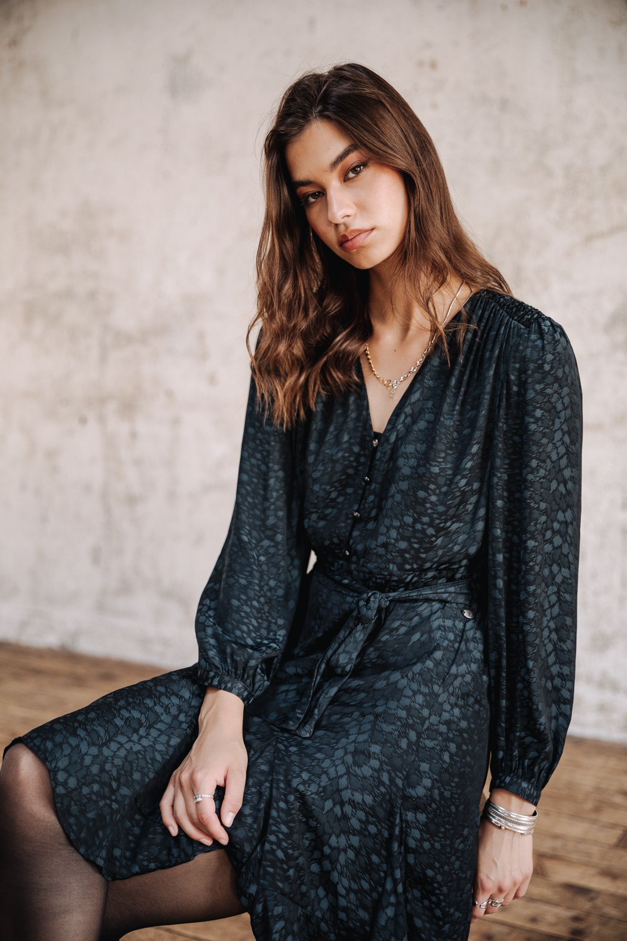 Robe courte Femme Rimme Jacquard storm blue | Freeman T. Porter