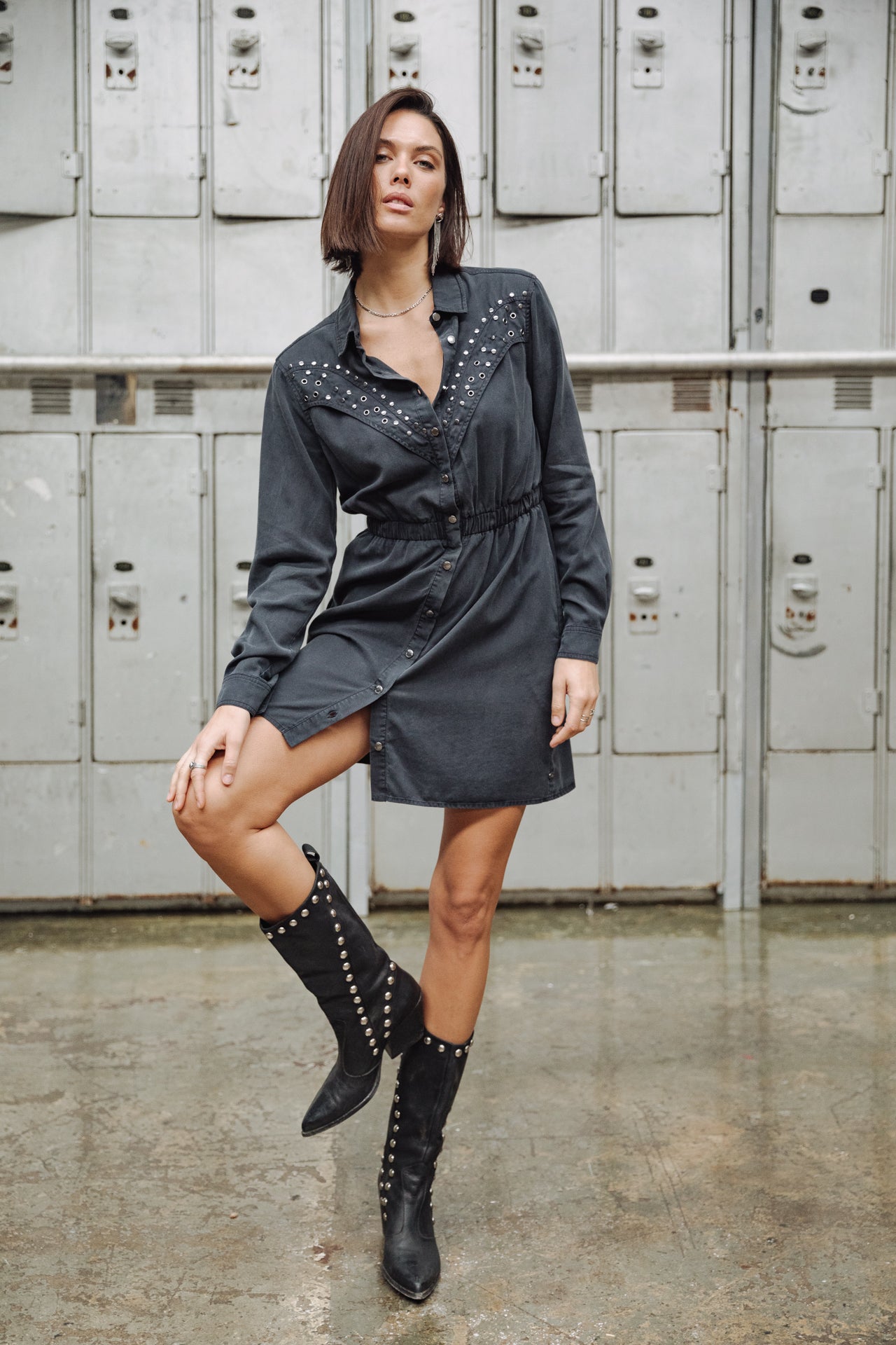 Robe chemise Rodhia, old black Freeman Porter