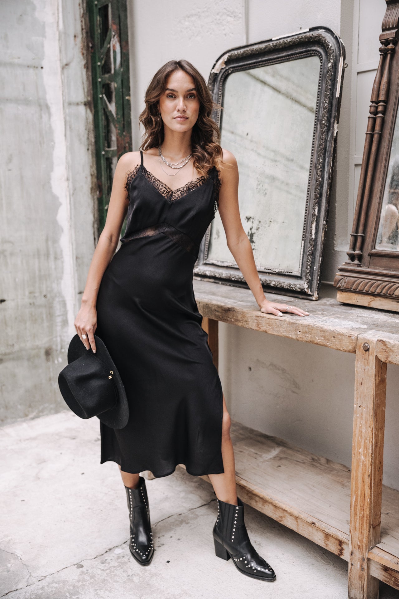 Robe longue esprit ligerie Frau Romentica Lace black | Freeman T. Porter