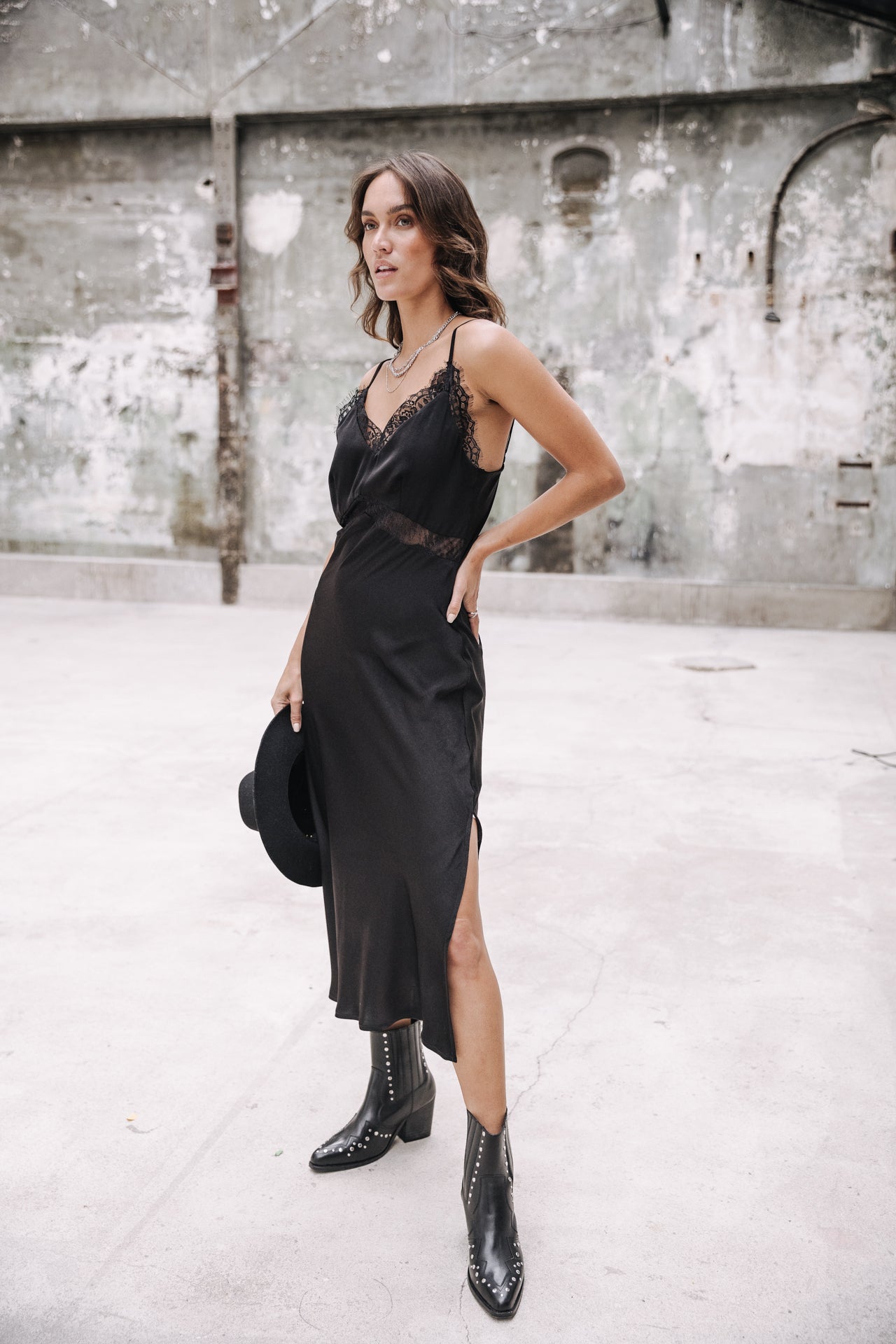 Robe longue esprit ligerie Frau Romentica Lace black | Freeman T. Porter